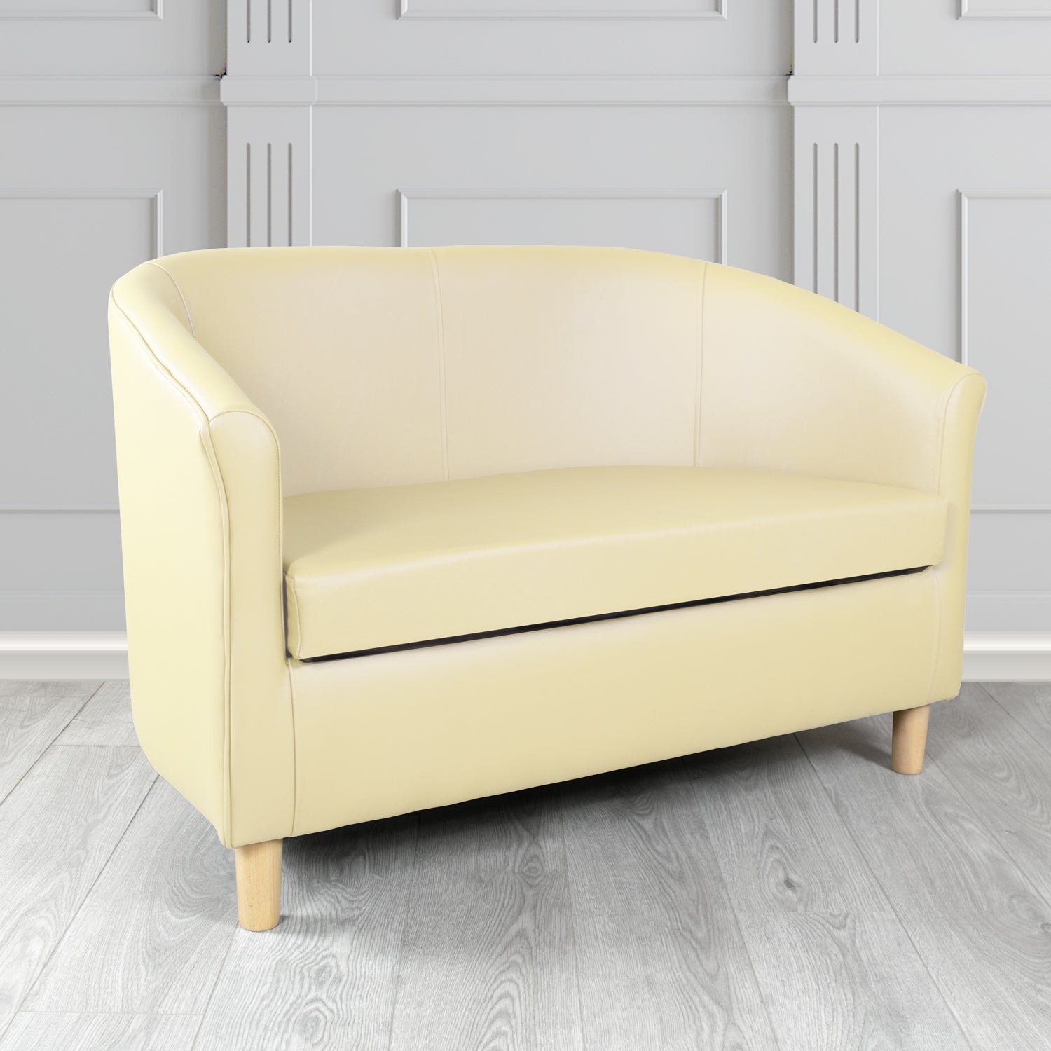 Tuscany Shelly Cream Crib 5 Genuine Leather 2 Seater Tub Sofa - The Tub Chair Shop