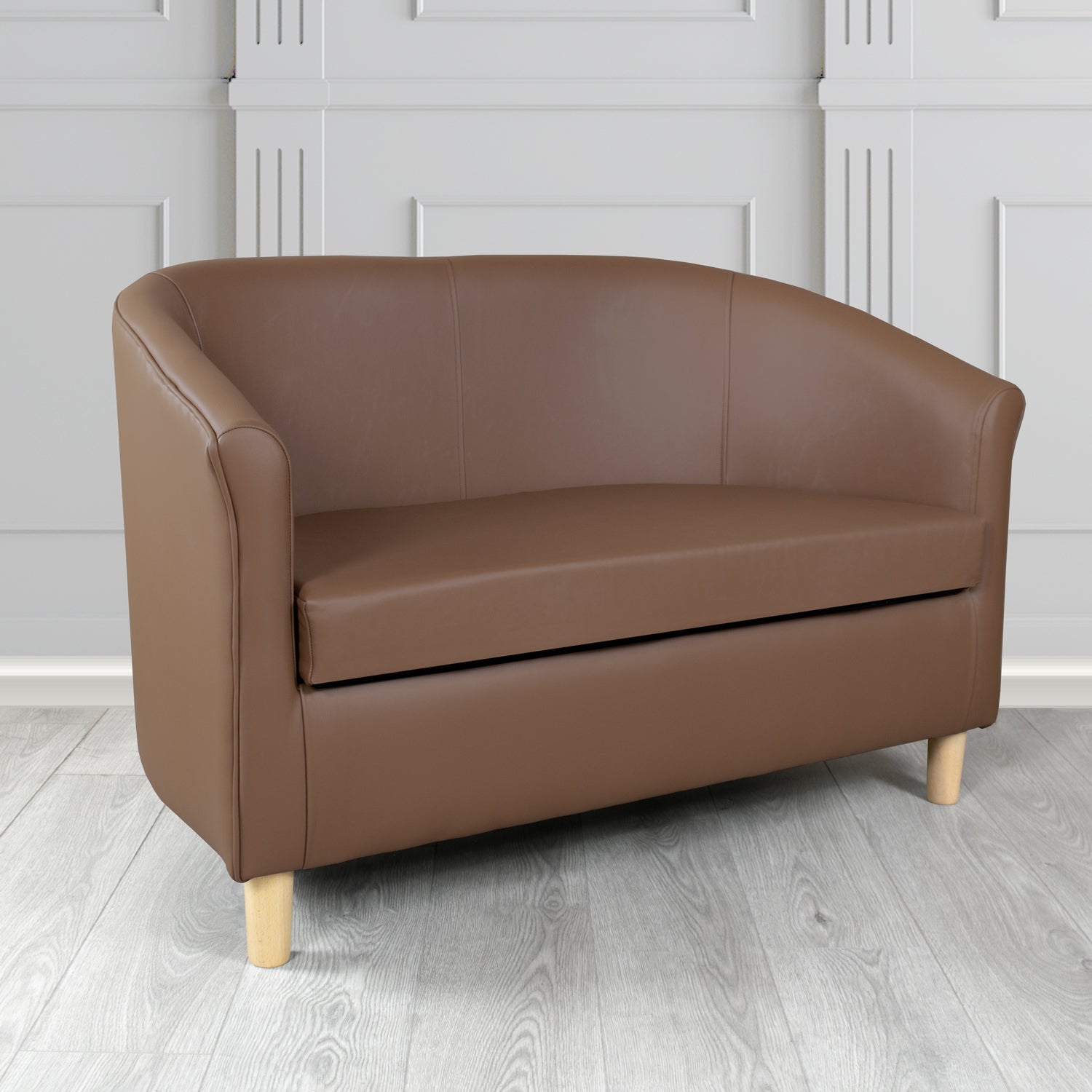 Tuscany Shelly Mocha Crib 5 Genuine Leather 2 Seater Tub Sofa - The Tub Chair Shop