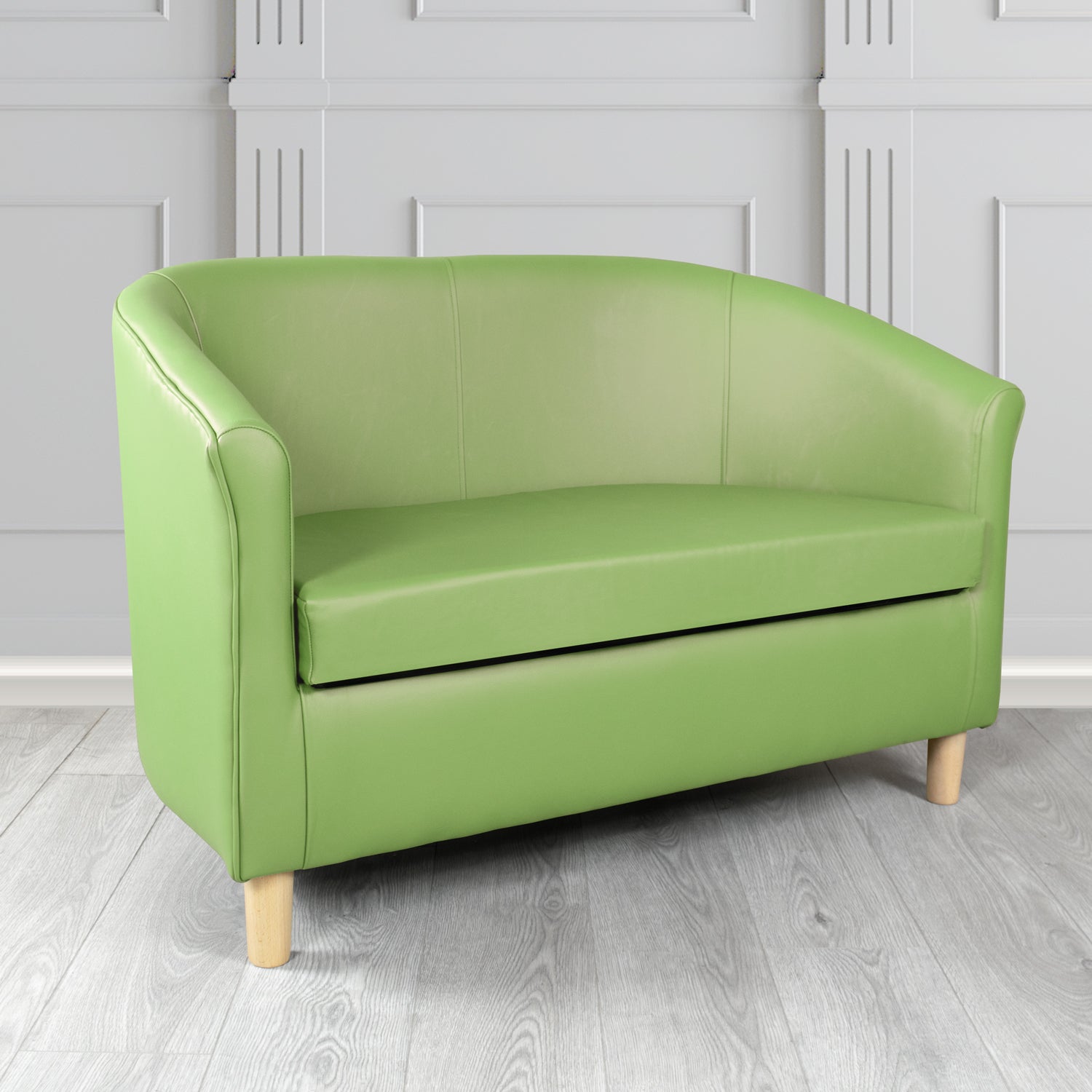 Tuscany Shelly Pea Green Crib 5 Genuine Leather 2 Seater Tub Sofa - The Tub Chair Shop