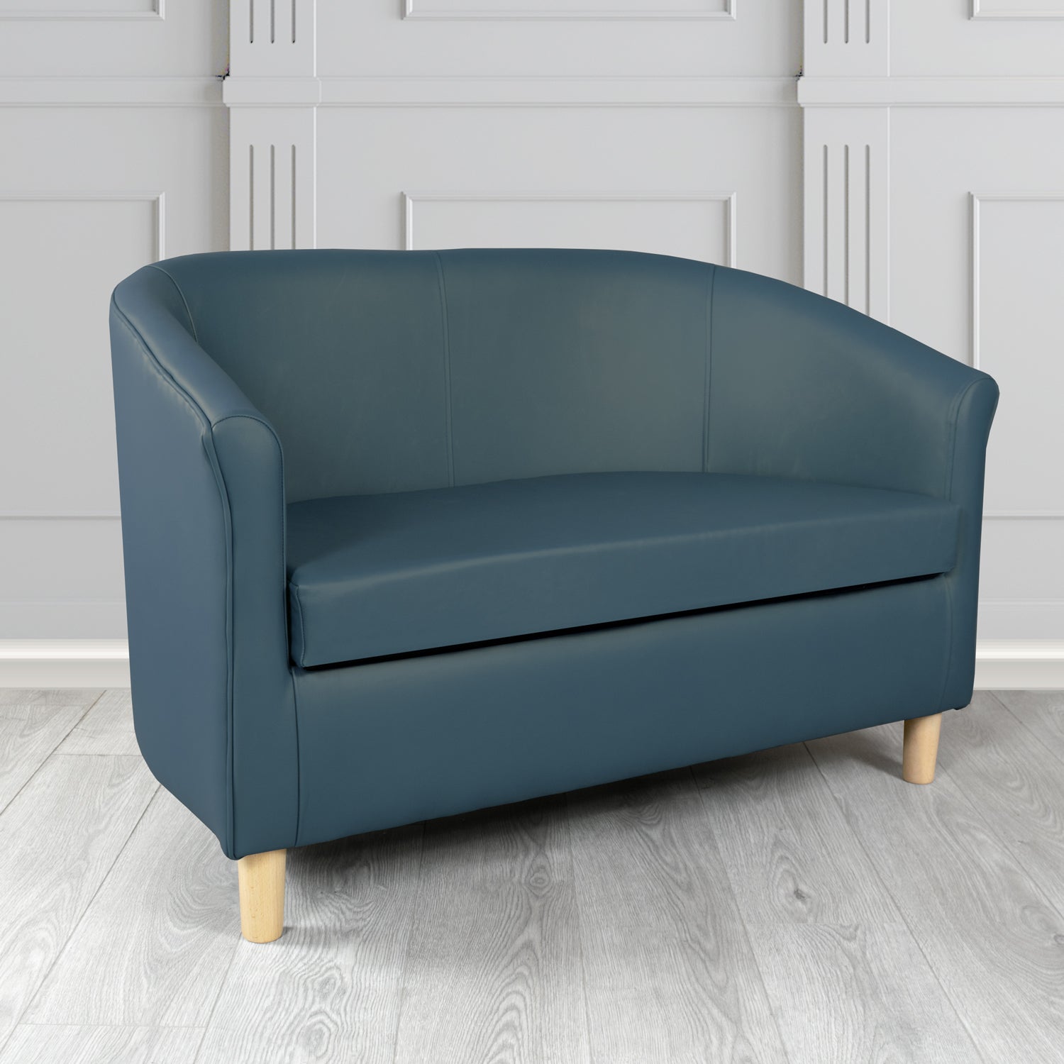 Tuscany Shelly Suffolk Blue Crib 5 Genuine Leather 2 Seater Tub Sofa - The Tub Chair Shop