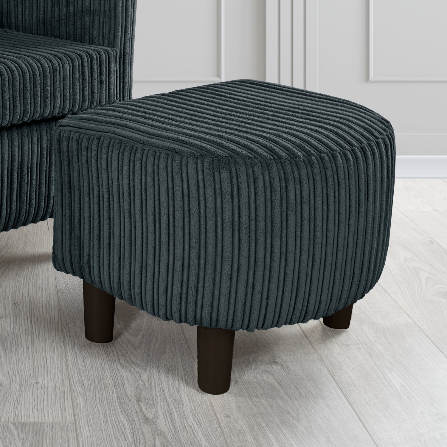 Tuscany Conway Black Plain Textured Fabric Footstool (6587009695786)