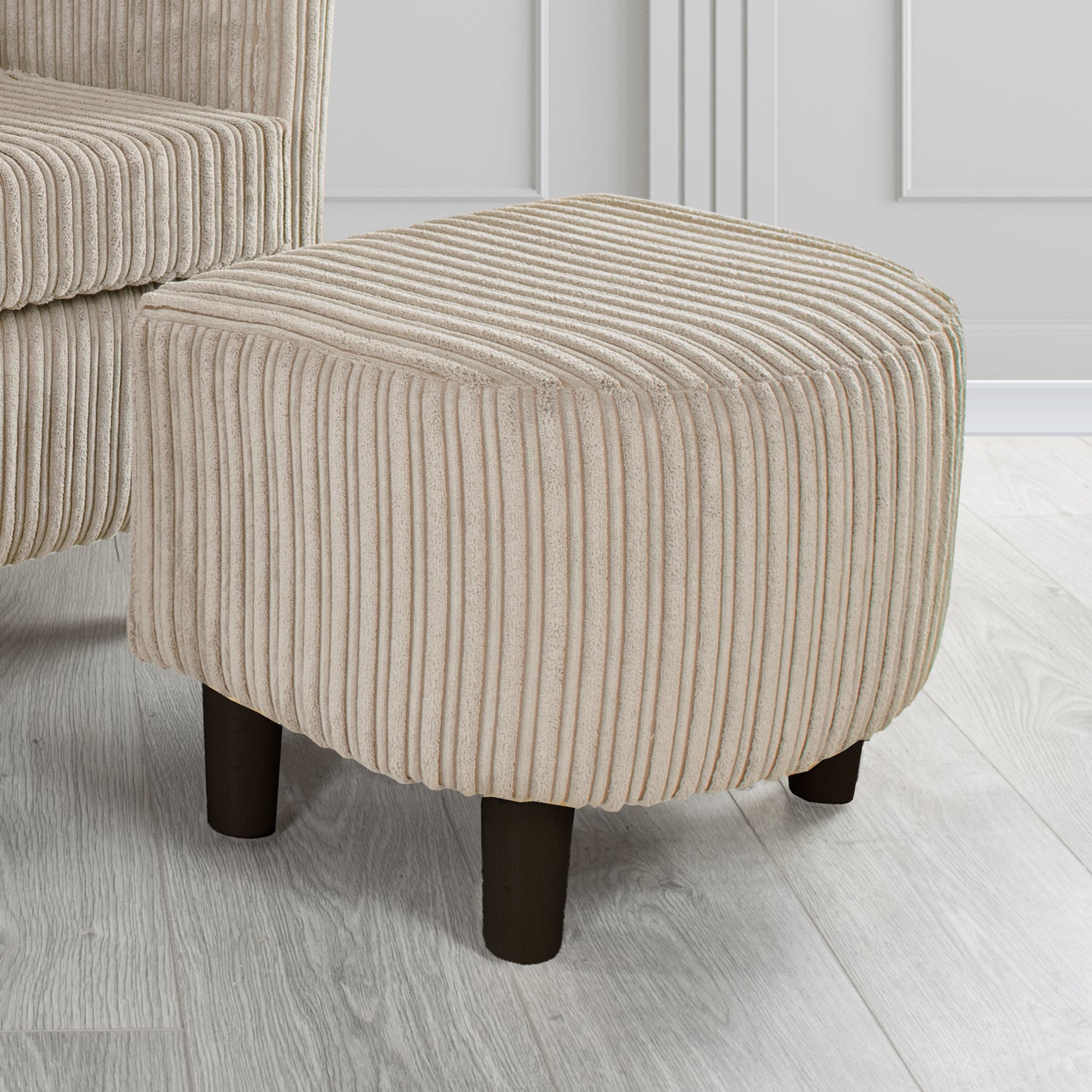 Tuscany Conway Mink Plain Textured Fabric Footstool (6587016183850)