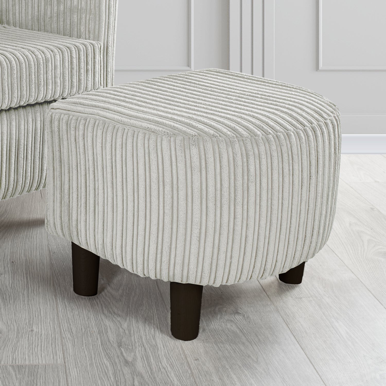 Tuscany Conway Silver Plain Textured Fabric Footstool (6587027456042)