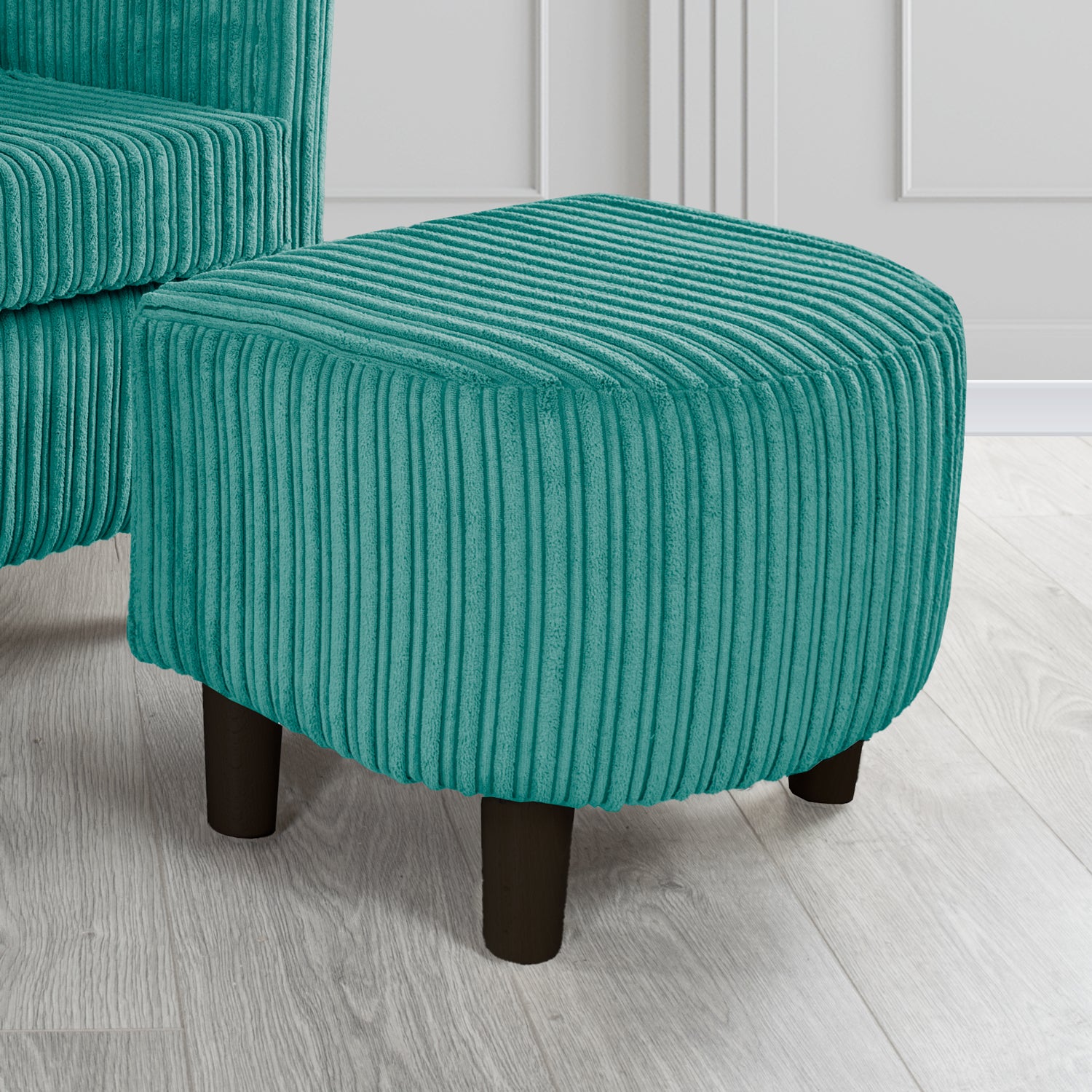 Tuscany Conway Teal Plain Textured Fabric Footstool (6587028045866)