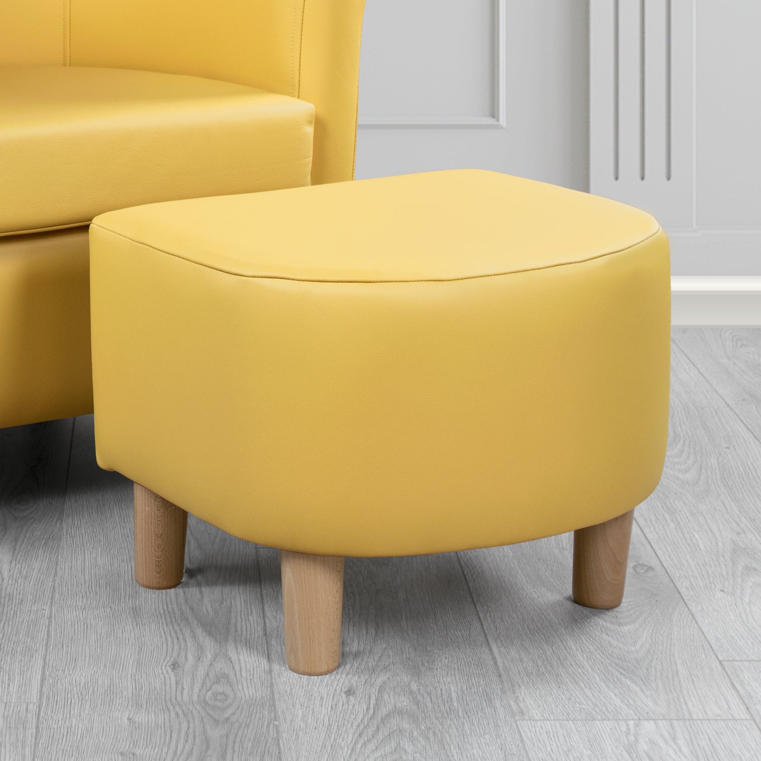 Mustard store leather footstool