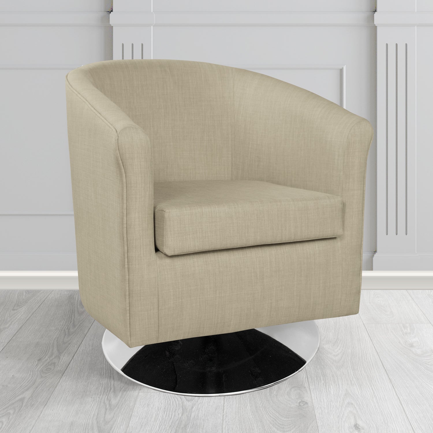 Tuscany Charles Fudge Plain Linen Fabric Swivel Tub Chair - The Tub Chair Shop