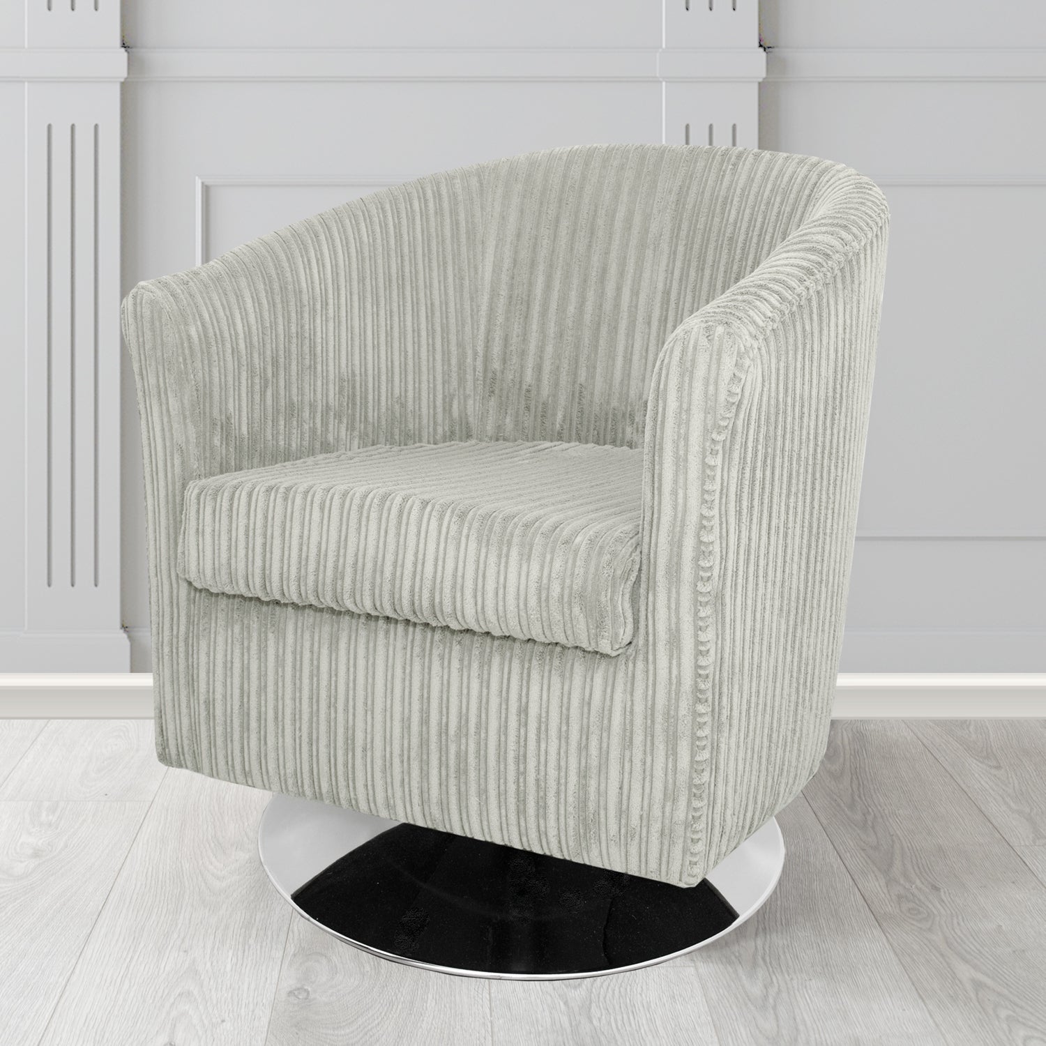 Tuscany Conway Silver Plain Texture Fabric Swivel Tub Chair (6581747974186)