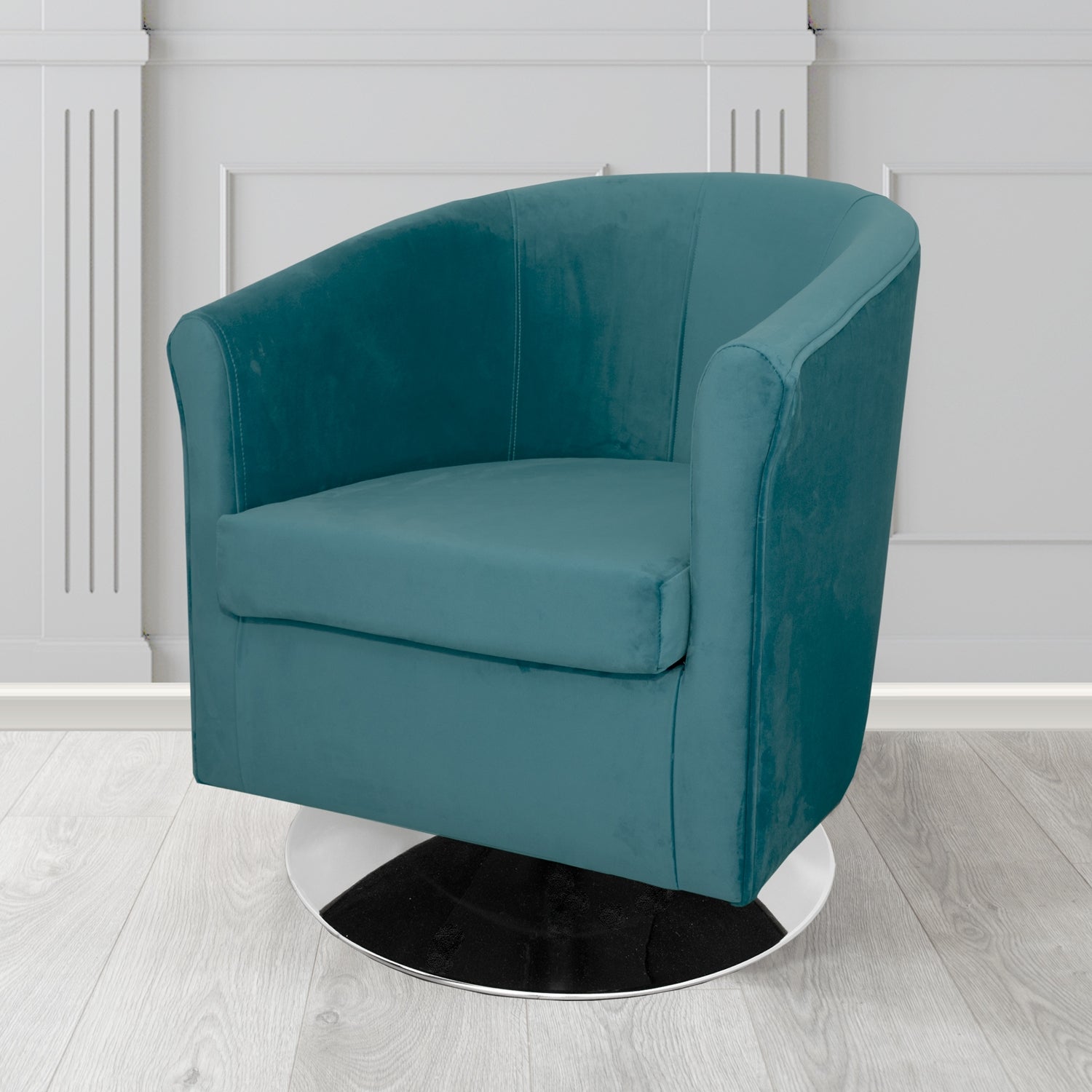 Tuscany Monaco Teal Plush Velvet Fabric Swivel Tub Chair (6589865754666)