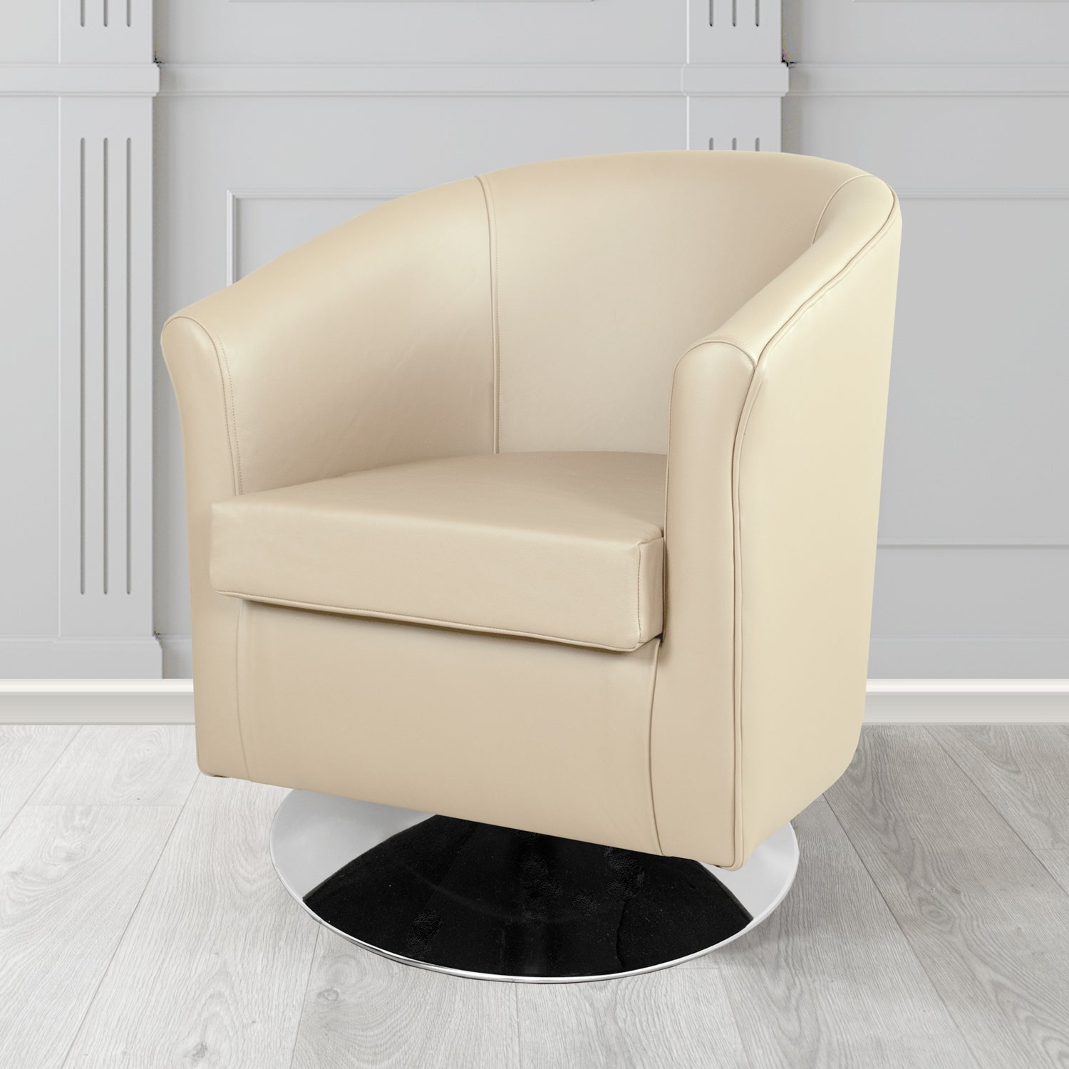 Tuscany Shelly Almond Crib 5 Genuine Leather Swivel Tub Chair - The Tub Chair Shop