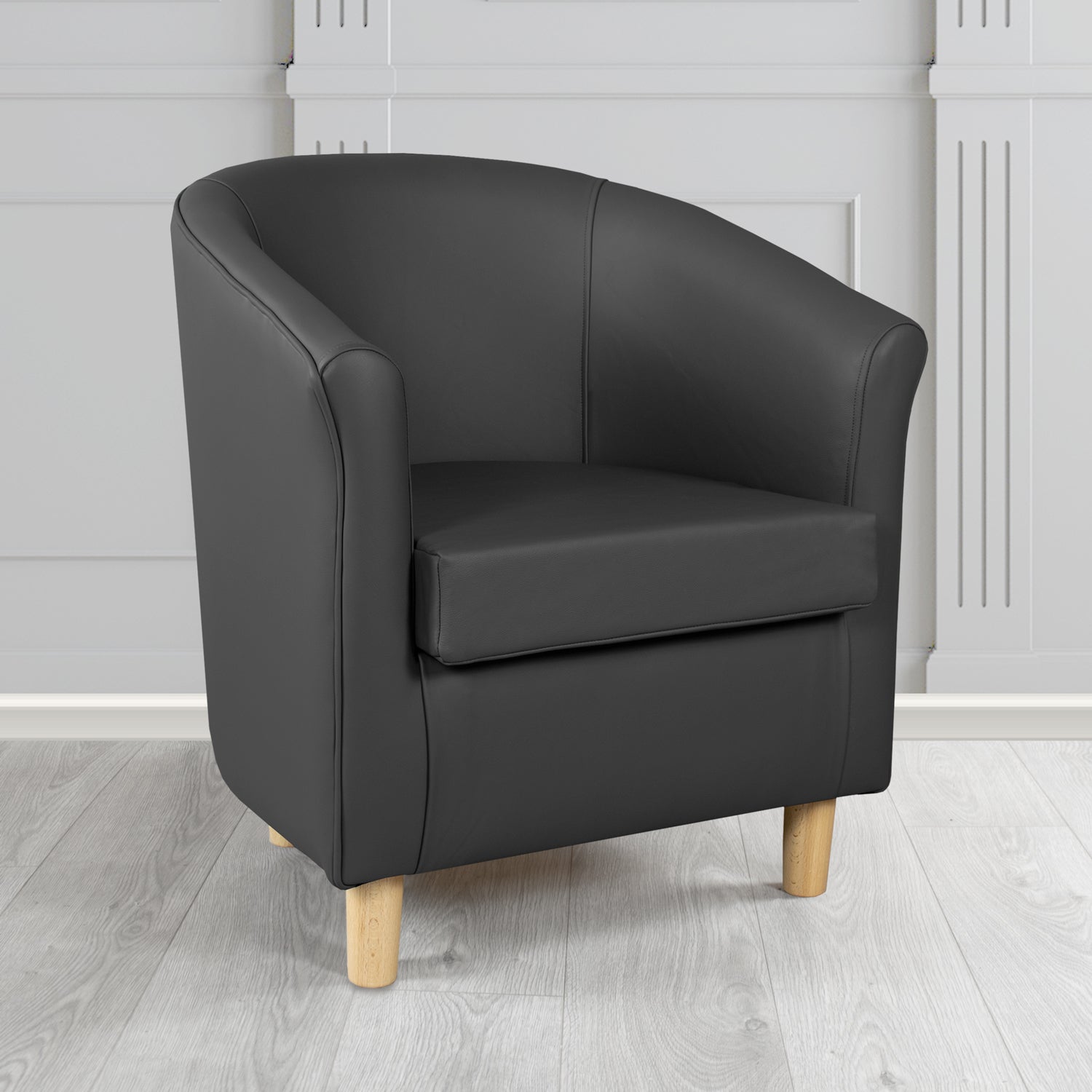 Tuscany Shelly Black Crib 5 Genuine Leather Tub Chair - The Tub Chair Shop