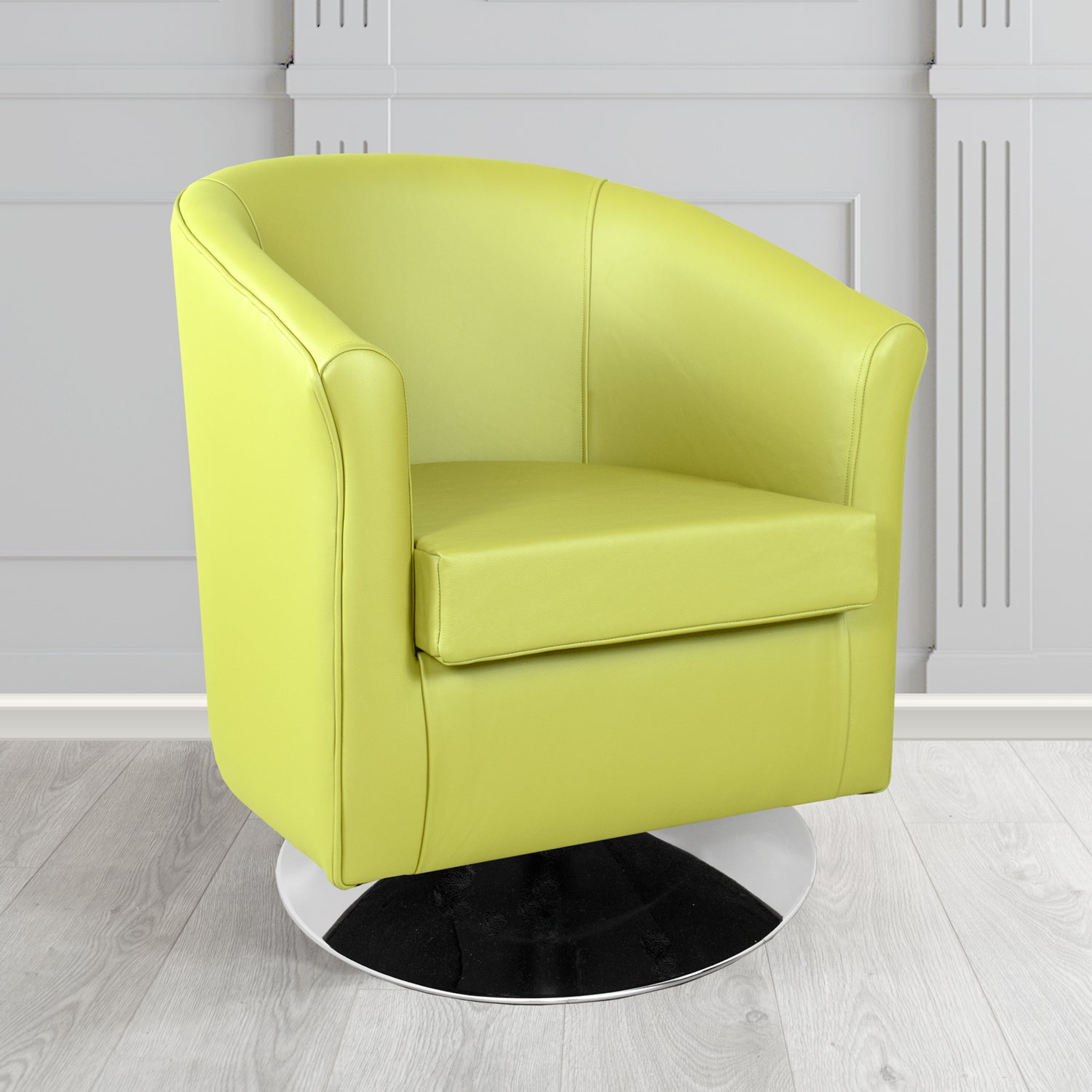 Tuscany Shelly Chartreuse Crib 5 Genuine Leather Swivel Tub Chair - The Tub Chair Shop