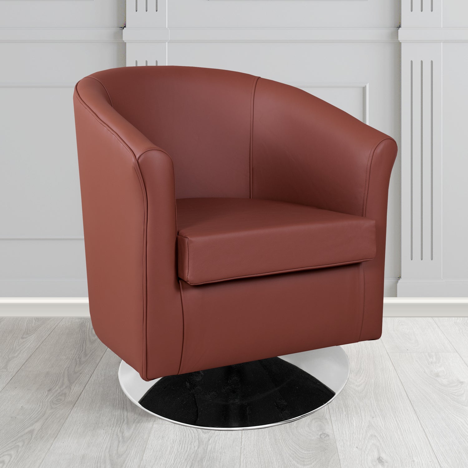 Tuscany Shelly Dark Grape Crib 5 Genuine Leather Swivel Tub Chair - The Tub Chair Shop