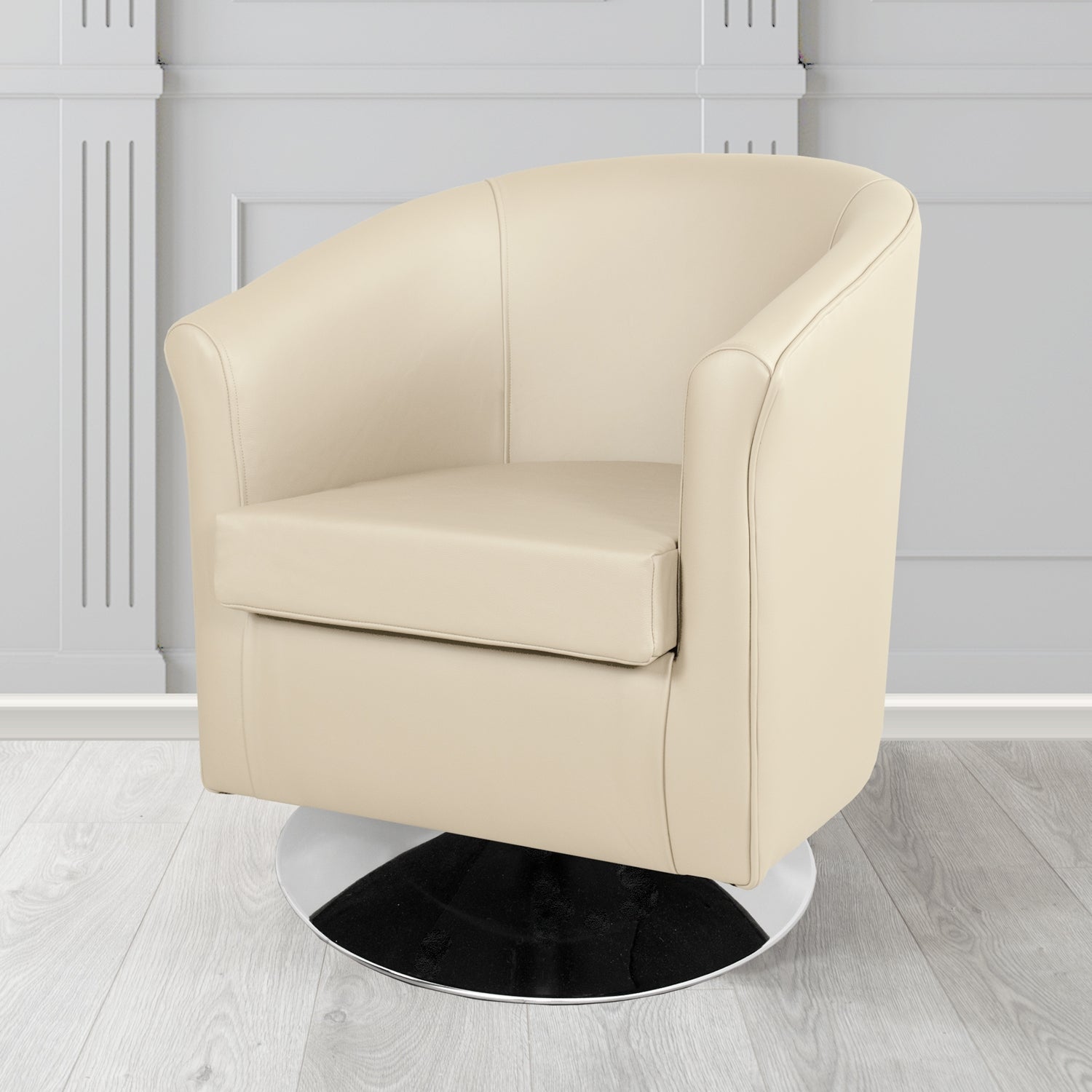 Tuscany Shelly Ivory Crib 5 Genuine Leather Swivel Tub Chair - The Tub Chair Shop