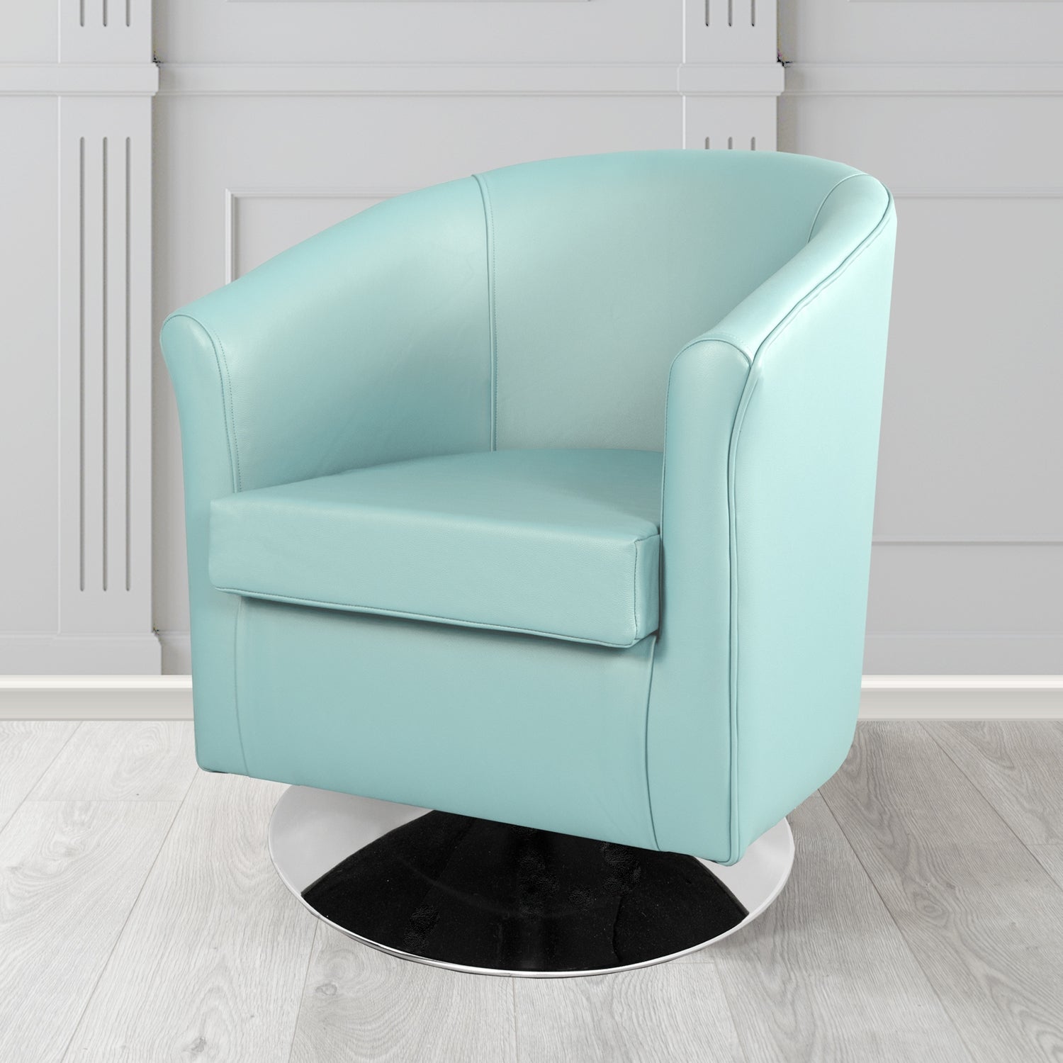 Tuscany Shelly Parlour Blue Crib 5 Genuine Leather Swivel Tub Chair - The Tub Chair Shop