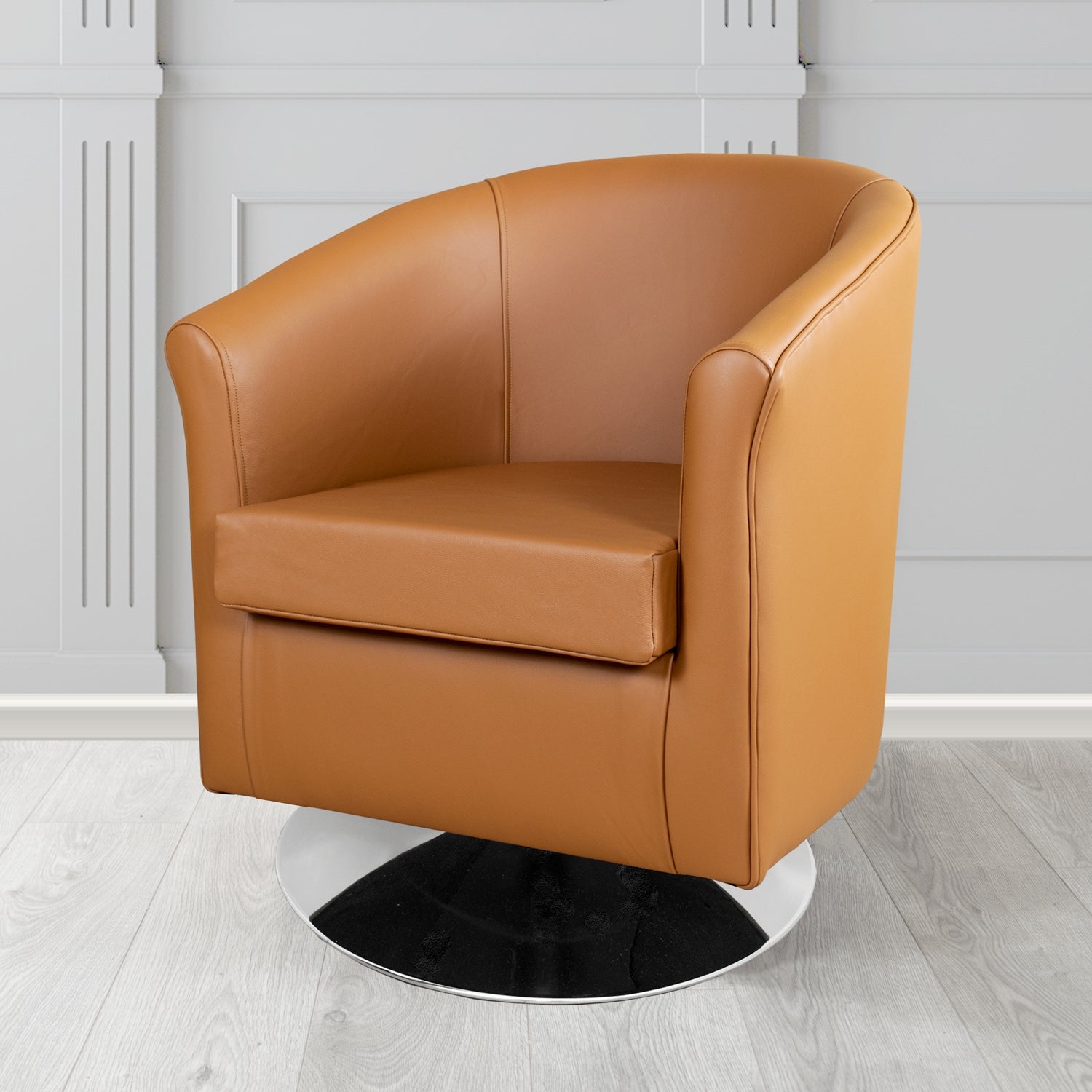 Tuscany Shelly Saddle Crib 5 Genuine Leather Swivel Tub Chair - The Tub Chair Shop