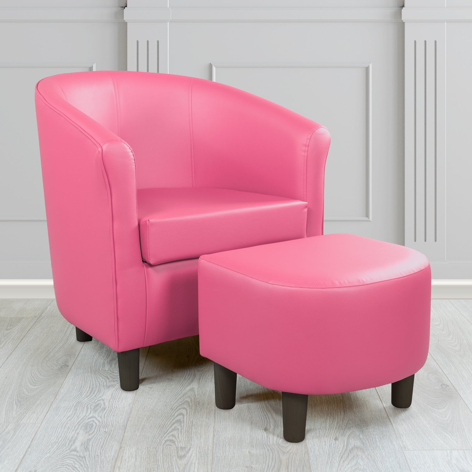Tuscany Just Colour Candy Faux Leather Tub Chair with Dee Footstool Set - The Tub Chair Shop