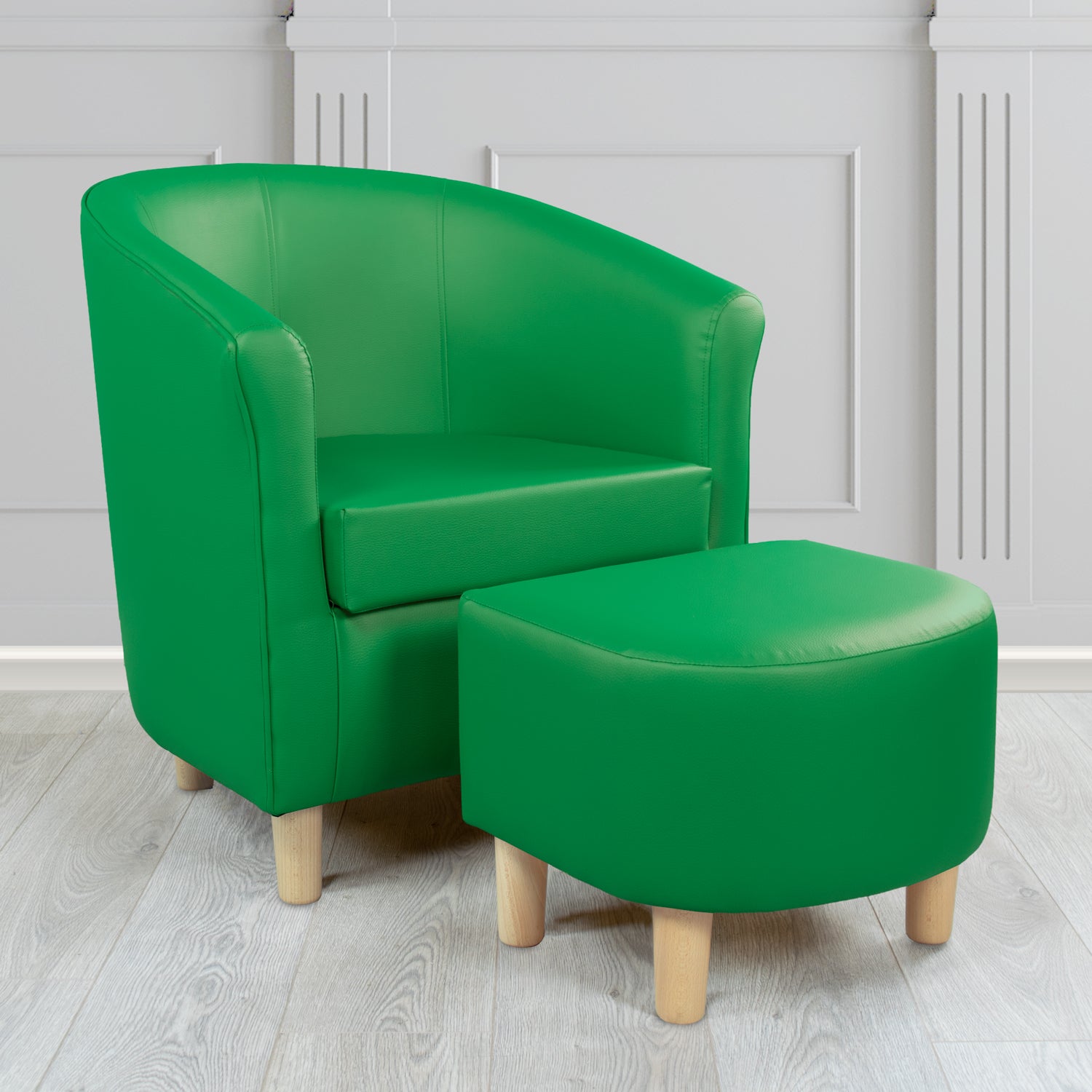 Tuscany Just Colour Eden Faux Leather Tub Chair with Dee Footstool Set - The Tub Chair Shop