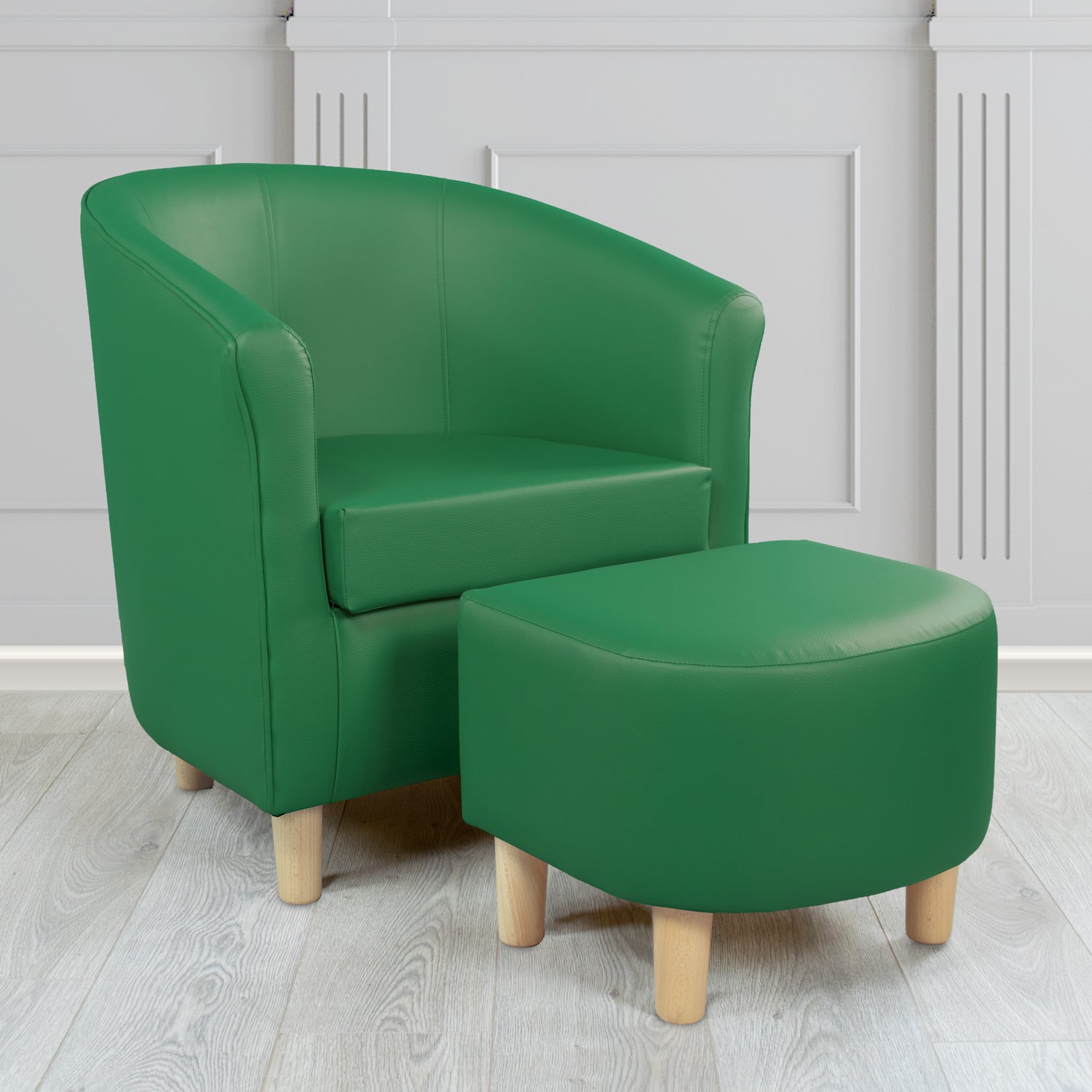 Tuscany Just Colour Laurel Faux Leather Tub Chair with Dee Footstool Set - The Tub Chair Shop