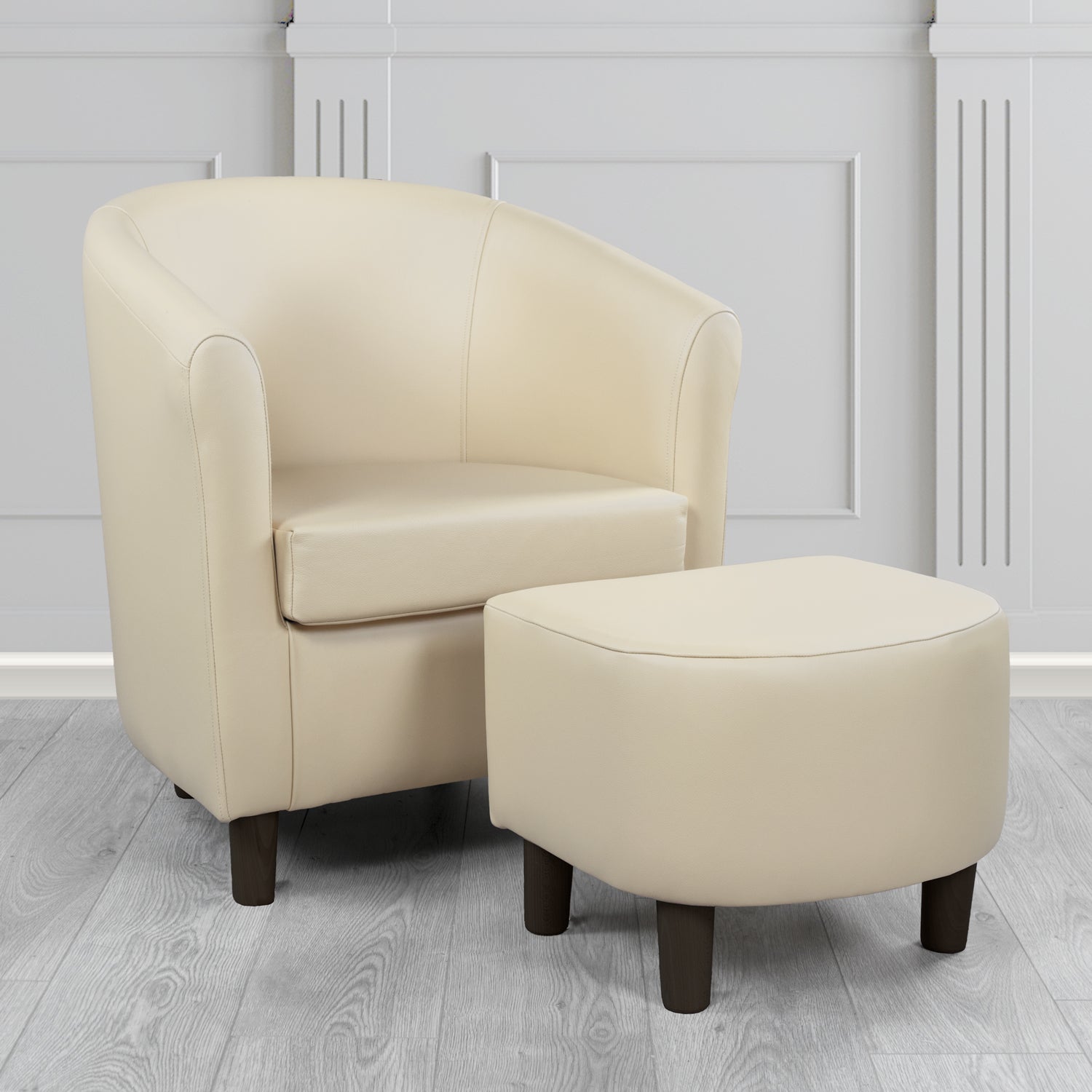 Tuscany Shelly Almond Crib 5 Genuine Leather Tub Chair & Footstool Set (6617056837674)