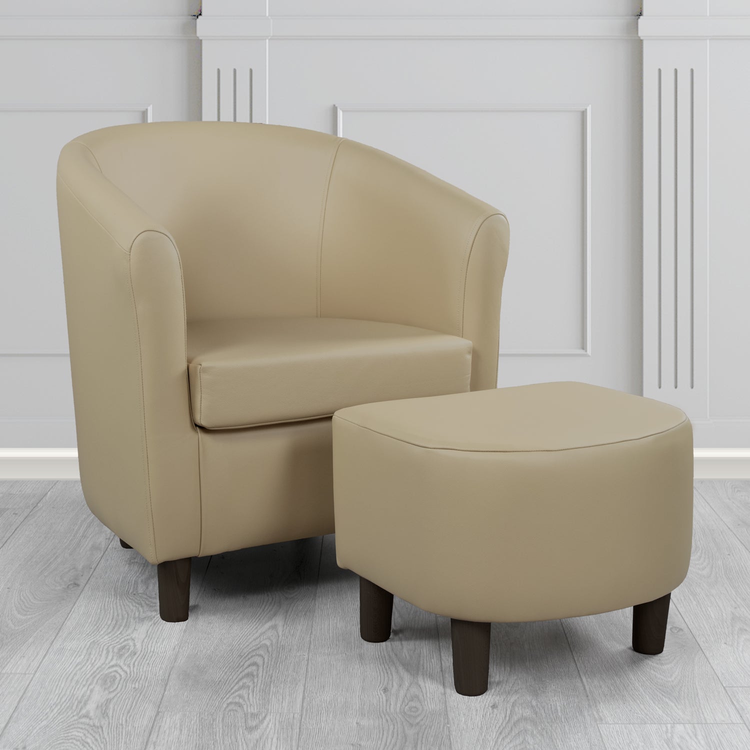 Tuscany Shelly Ash Crib 5 Genuine Leather Tub Chair & Footstool Set (6617108414506)