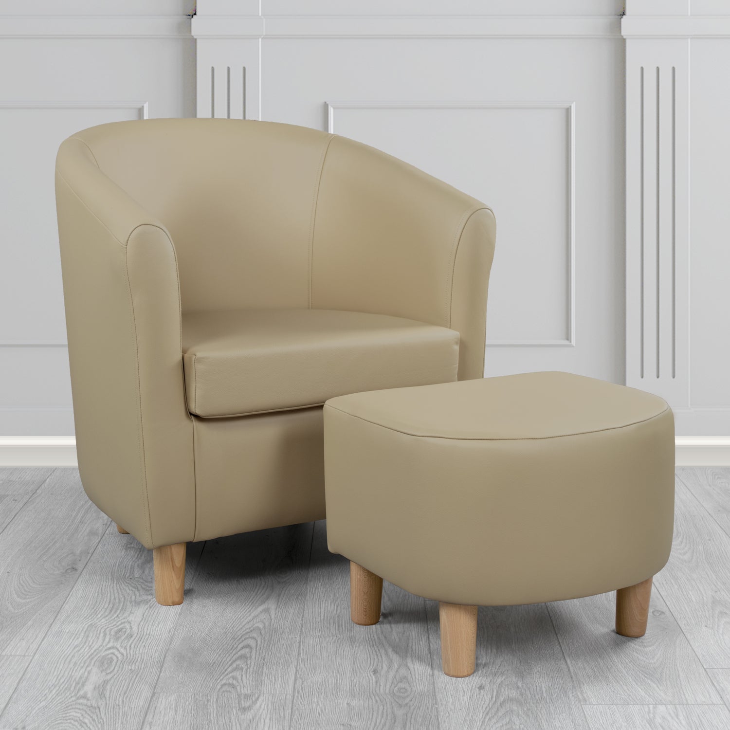 Tuscany Shelly Ash Crib 5 Genuine Leather Tub Chair & Footstool Set (6617108414506)