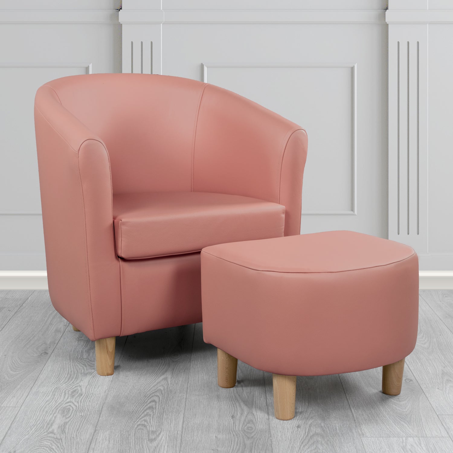 Tuscany Shelly Brick Red Crib 5 Genuine Leather Tub Chair & Footstool Set (6617113755690)