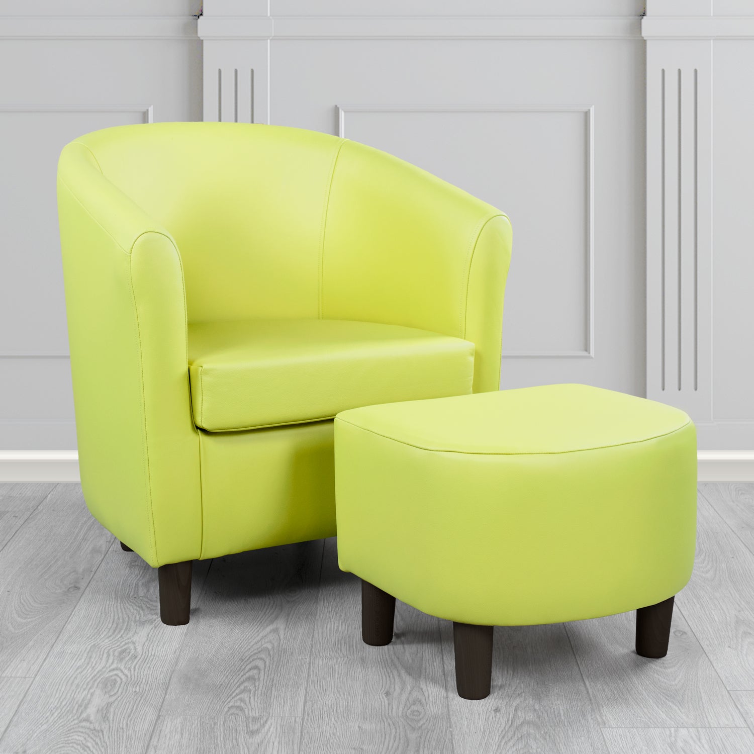 Tuscany Shelly Chartreuse Crib 5 Genuine Leather Tub Chair & Footstool Set (6617117622314)
