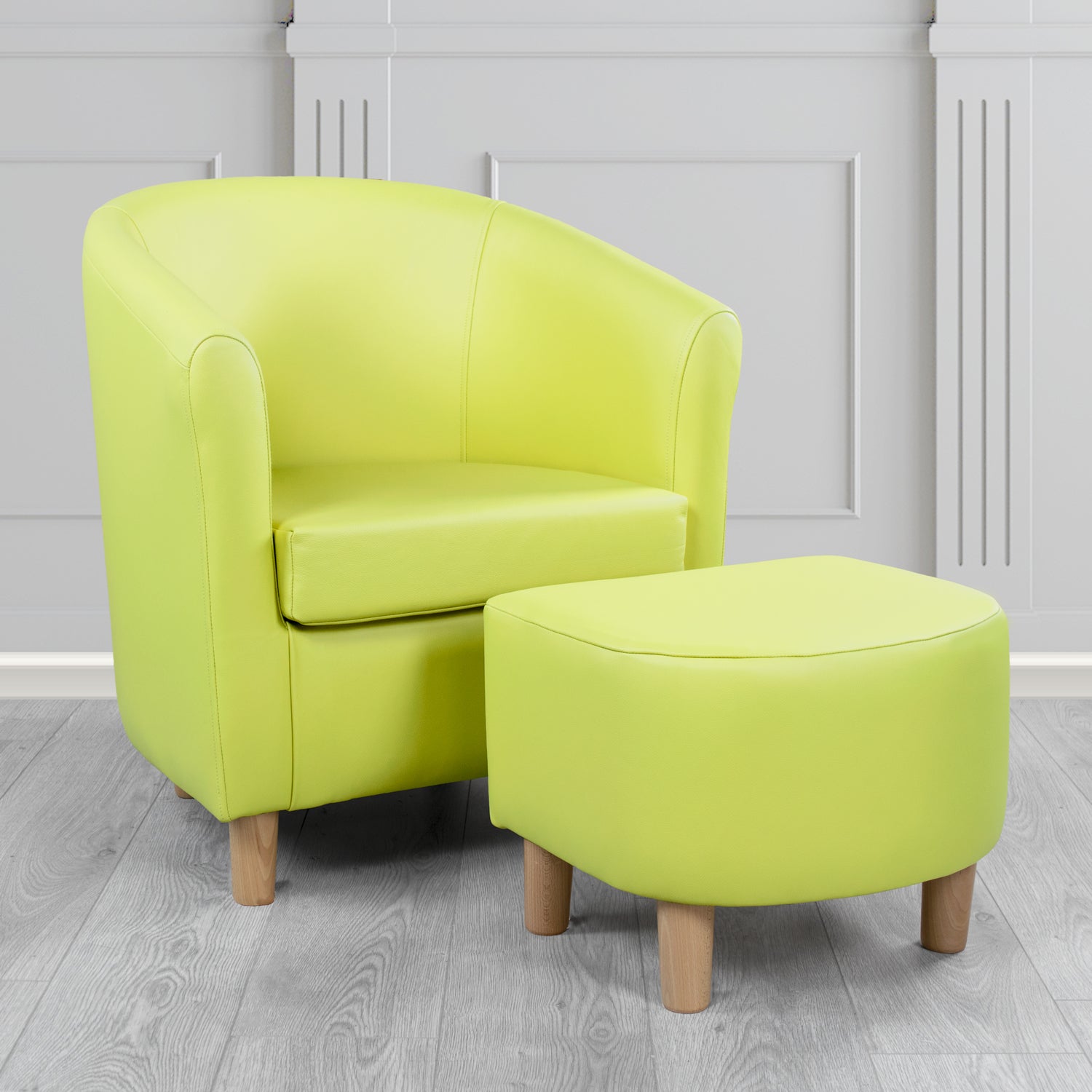 Tuscany Shelly Chartreuse Crib 5 Genuine Leather Tub Chair & Footstool Set (6617117622314)