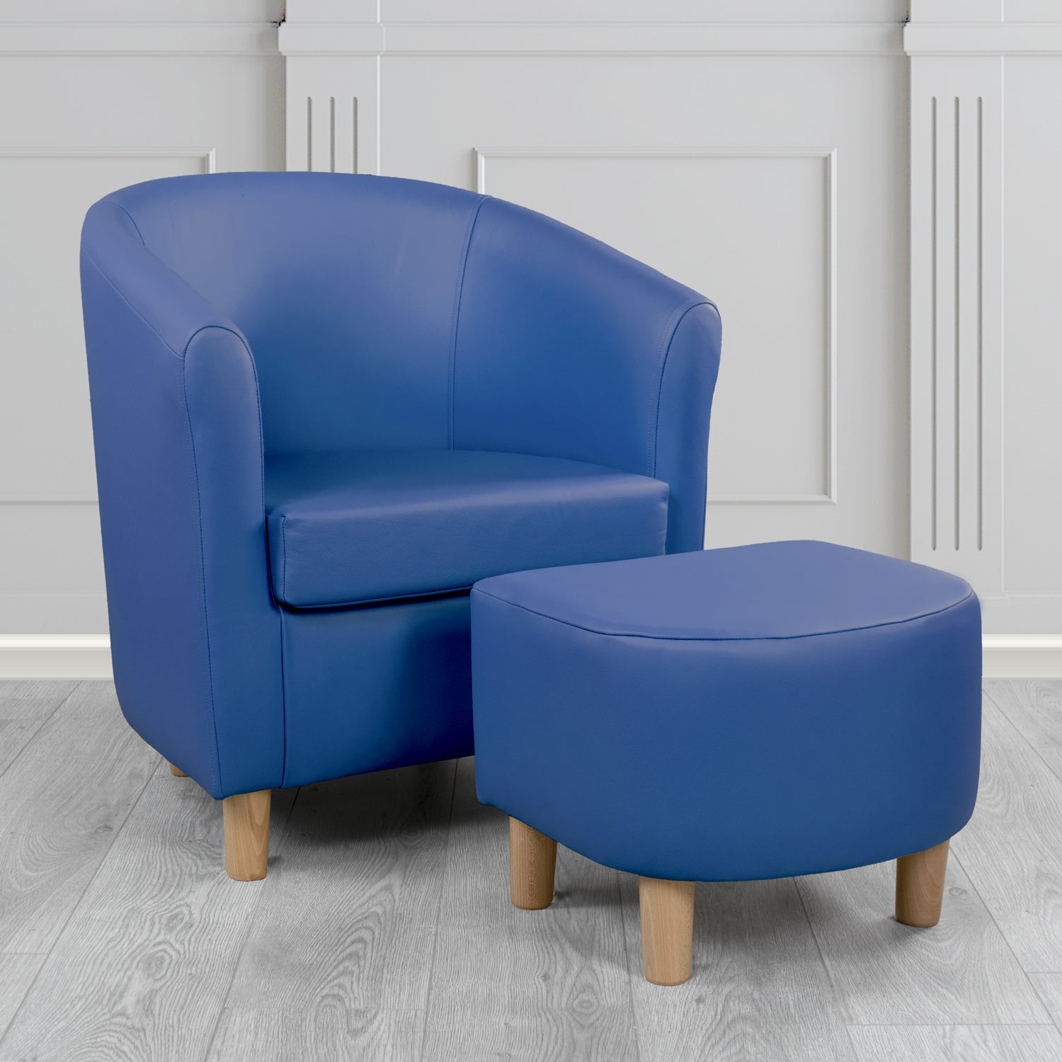 Tuscany Shelly Deep Ultramarine Crib 5 Genuine Leather Tub Chair & Footstool Set (6617127125034)