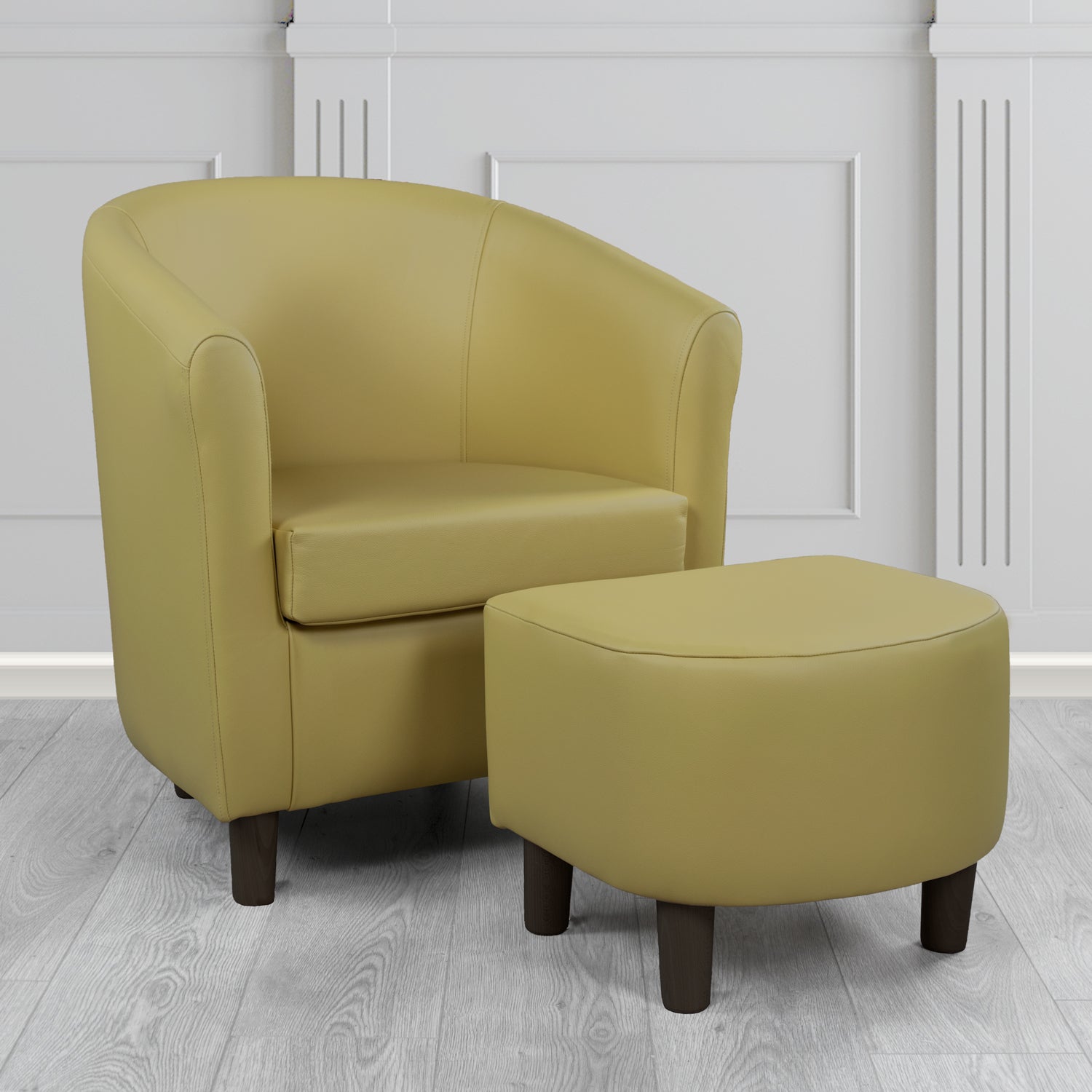 Tuscany Shelly Golders Green Crib 5 Genuine Leather Tub Chair & Footstool Set (6617130827818)
