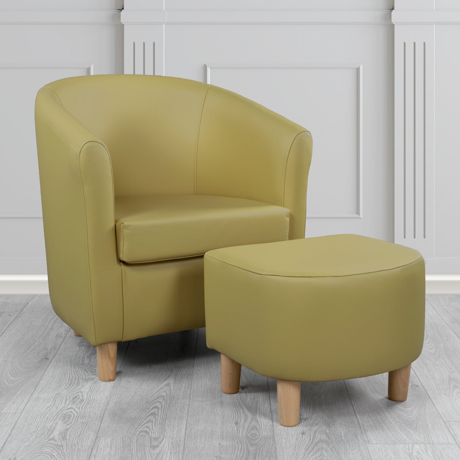 Tuscany Shelly Golders Green Crib 5 Genuine Leather Tub Chair & Footstool Set (6617130827818)