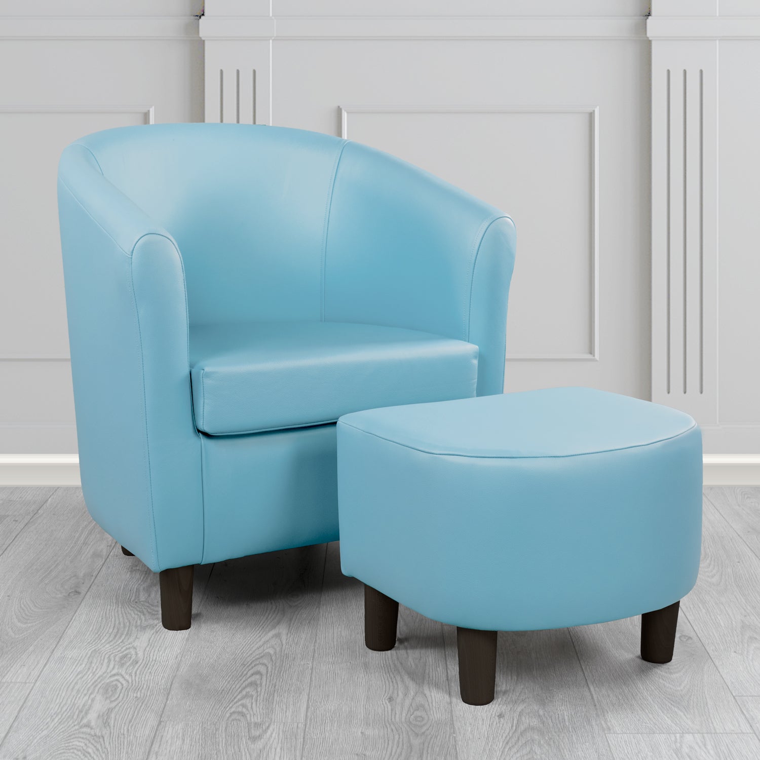 Tuscany Shelly Haze Crib 5 Genuine Leather Tub Chair & Footstool Set (6617132138538)