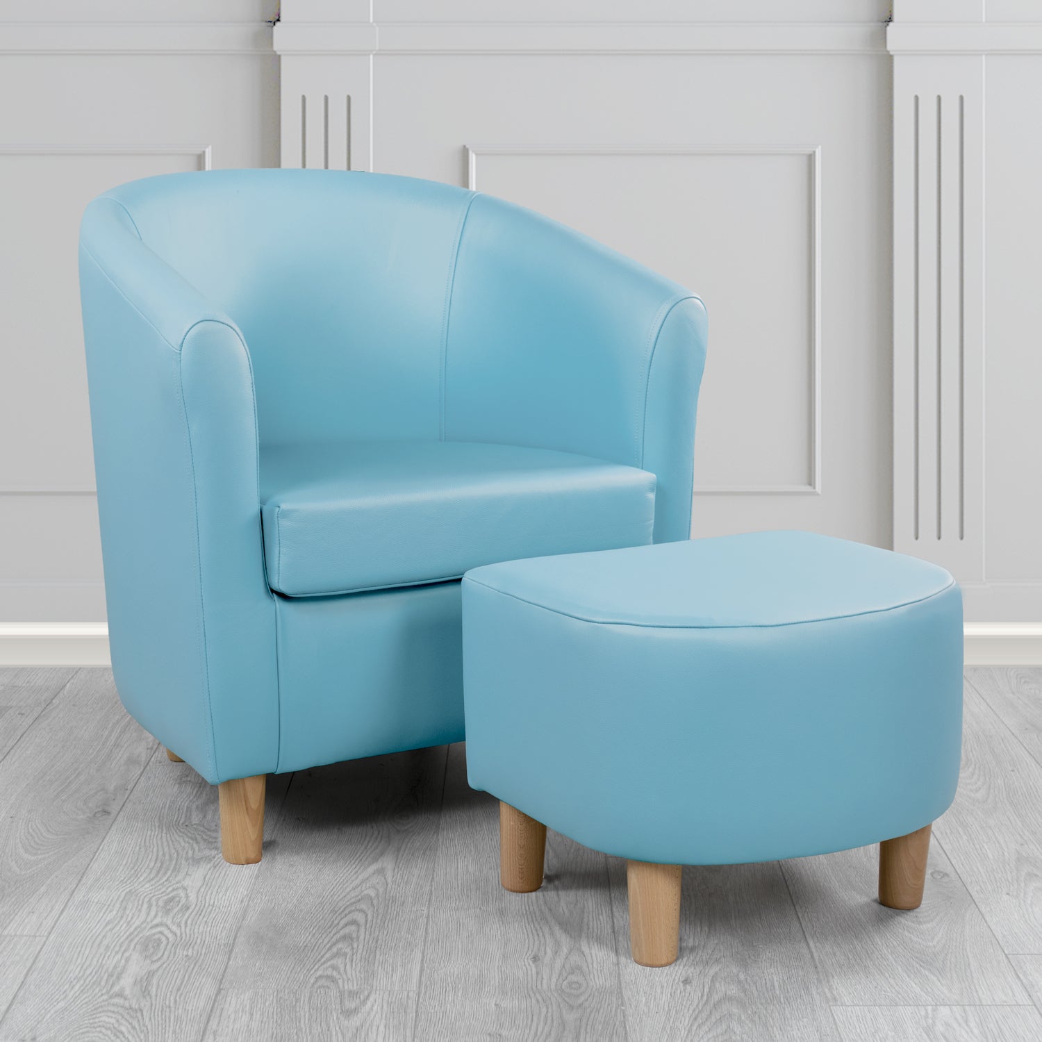Tuscany Shelly Haze Crib 5 Genuine Leather Tub Chair & Footstool Set (6617132138538)
