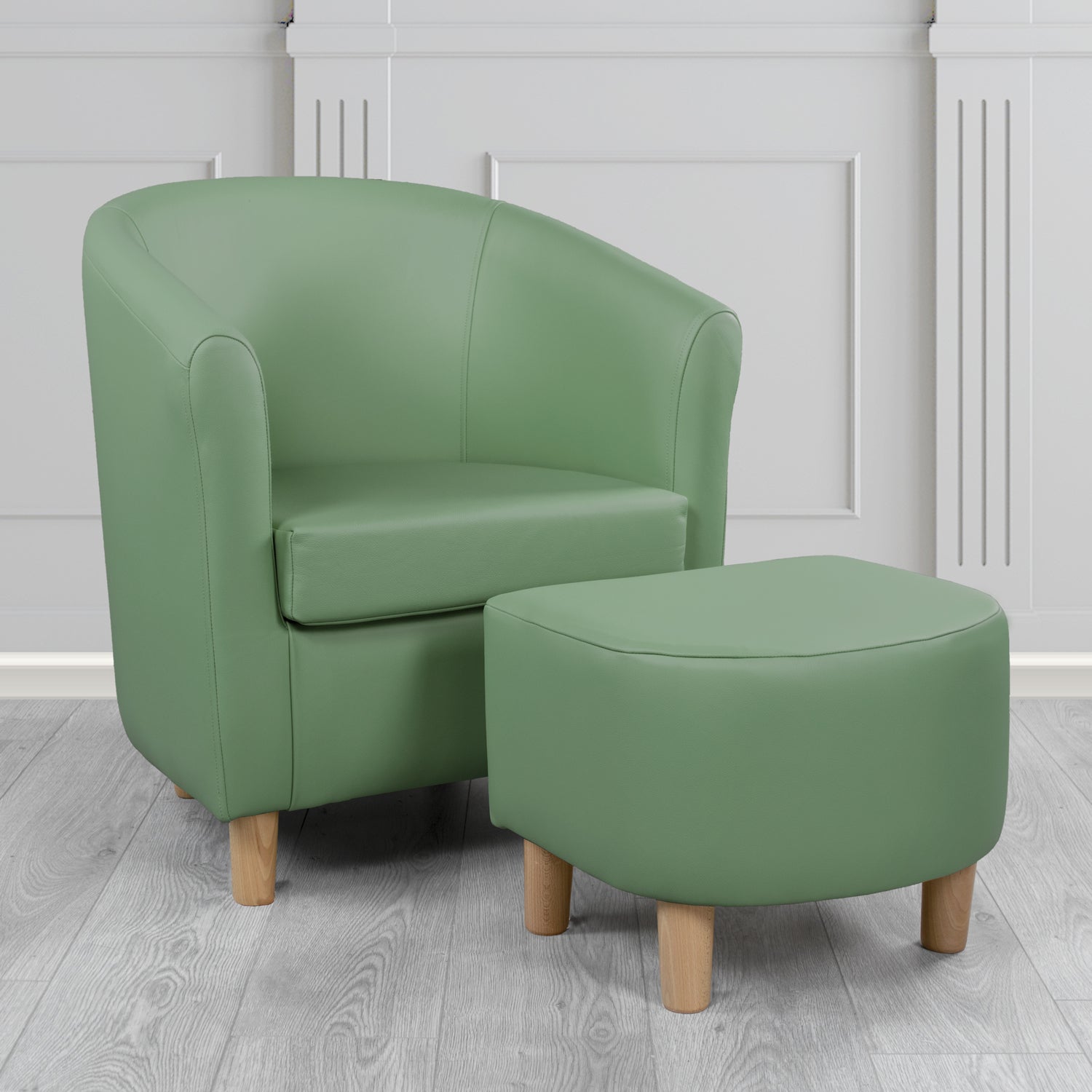 Tuscany Shelly Lichen Crib 5 Genuine Leather Tub Chair & Footstool Set (6617135153194)