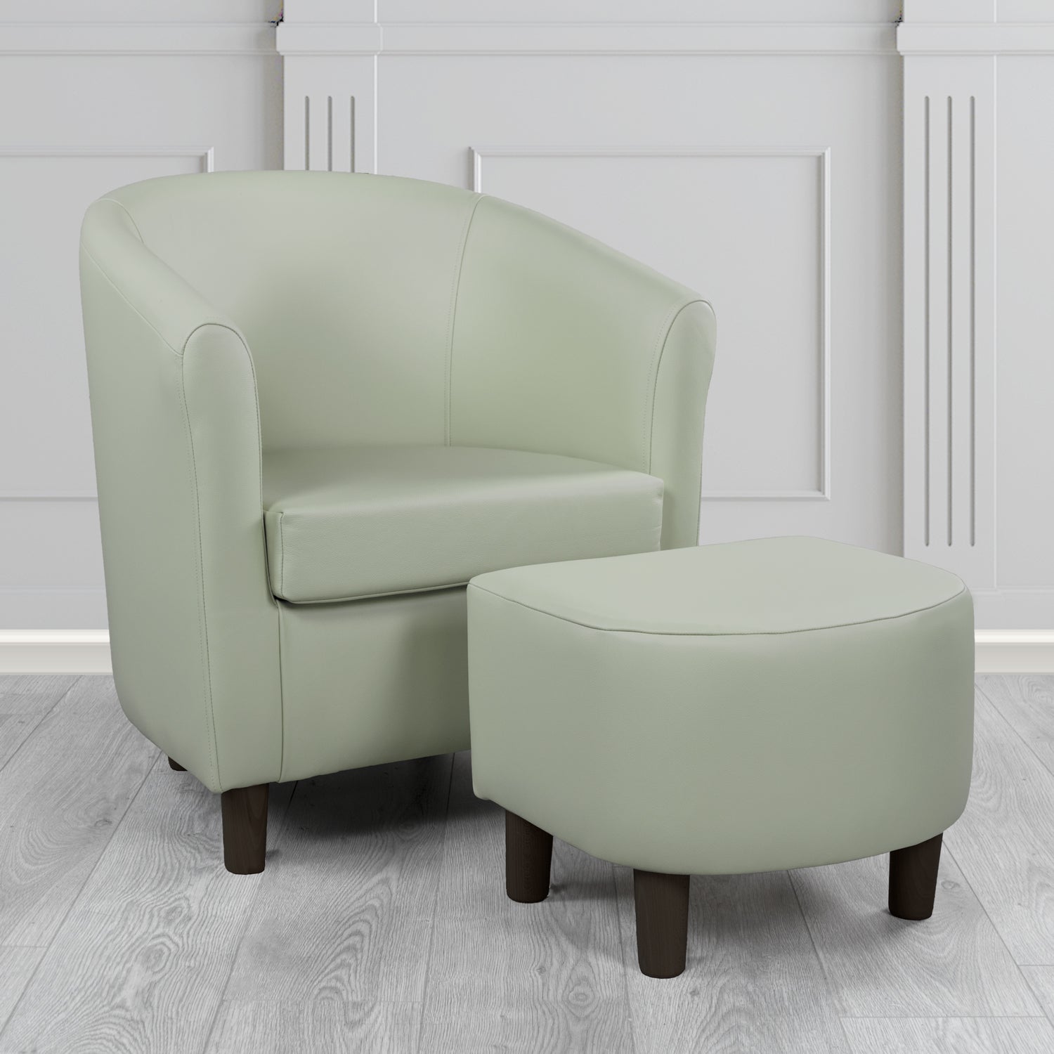 Tuscany Shelly Moon Mist Crib 5 Genuine Leather Tub Chair & Footstool Set (6617137840170)