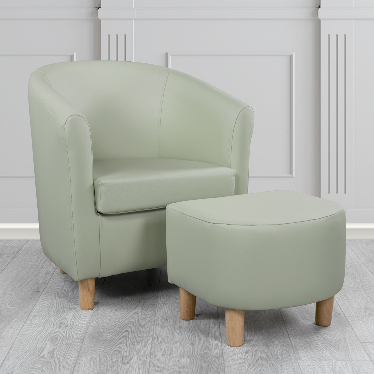 Tuscany Shelly Moon Mist Crib 5 Genuine Leather Tub Chair & Footstool Set (6617137840170)