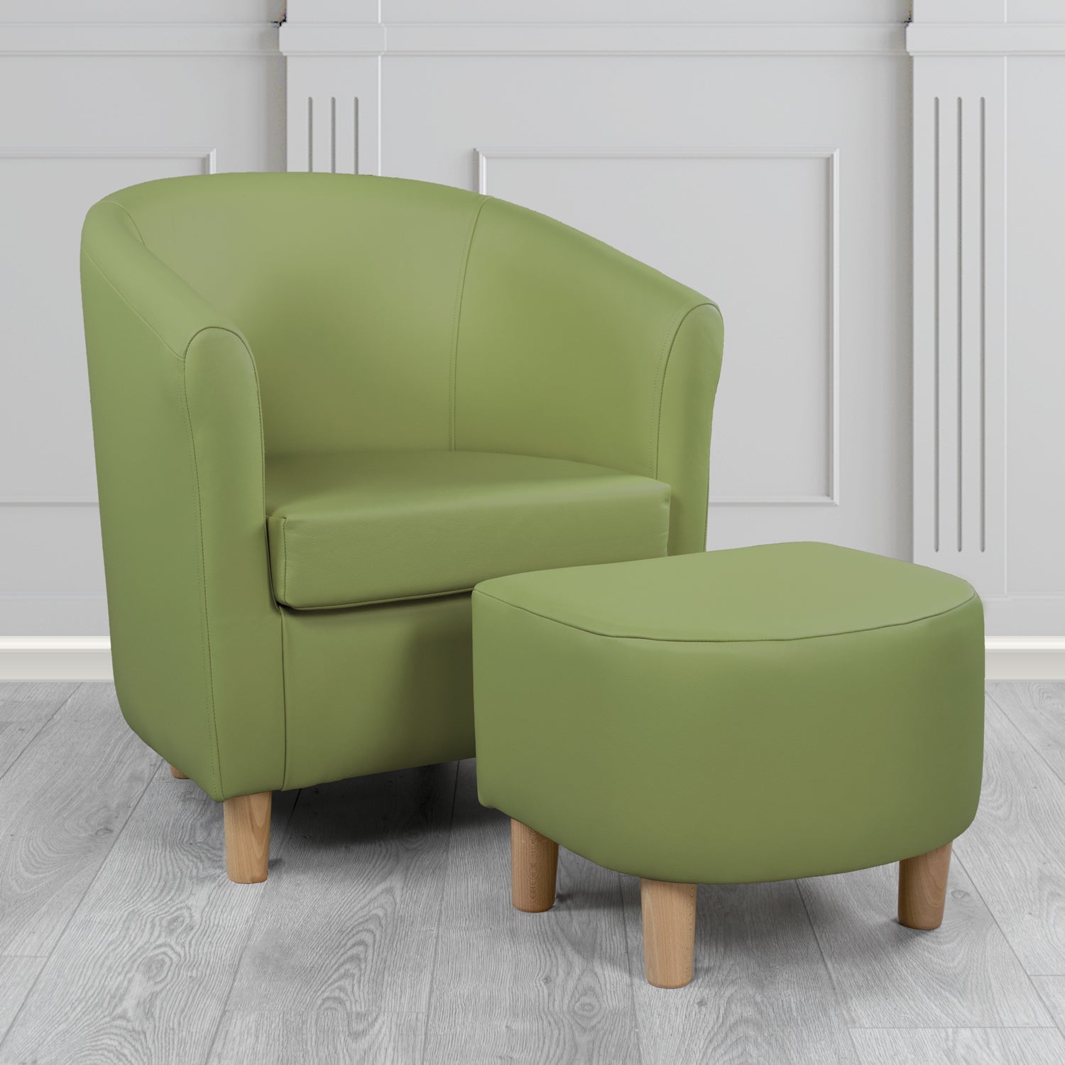 Tuscany Shelly Mountain Tree Crib 5 Genuine Leather Tub Chair & Footstool Set (6617138167850)