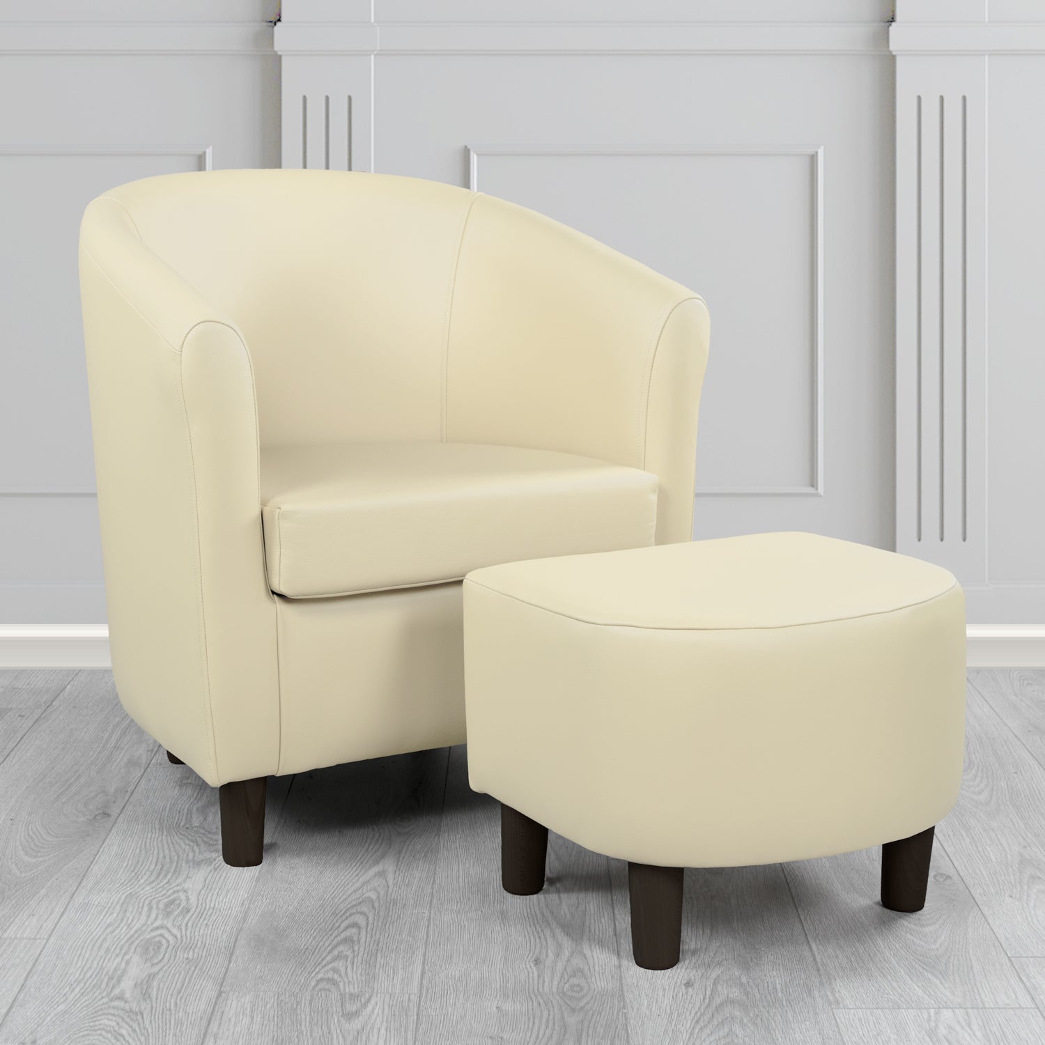 Tuscany Shelly Panna Crib 5 Genuine Leather Tub Chair & Footstool Set (6617140330538)