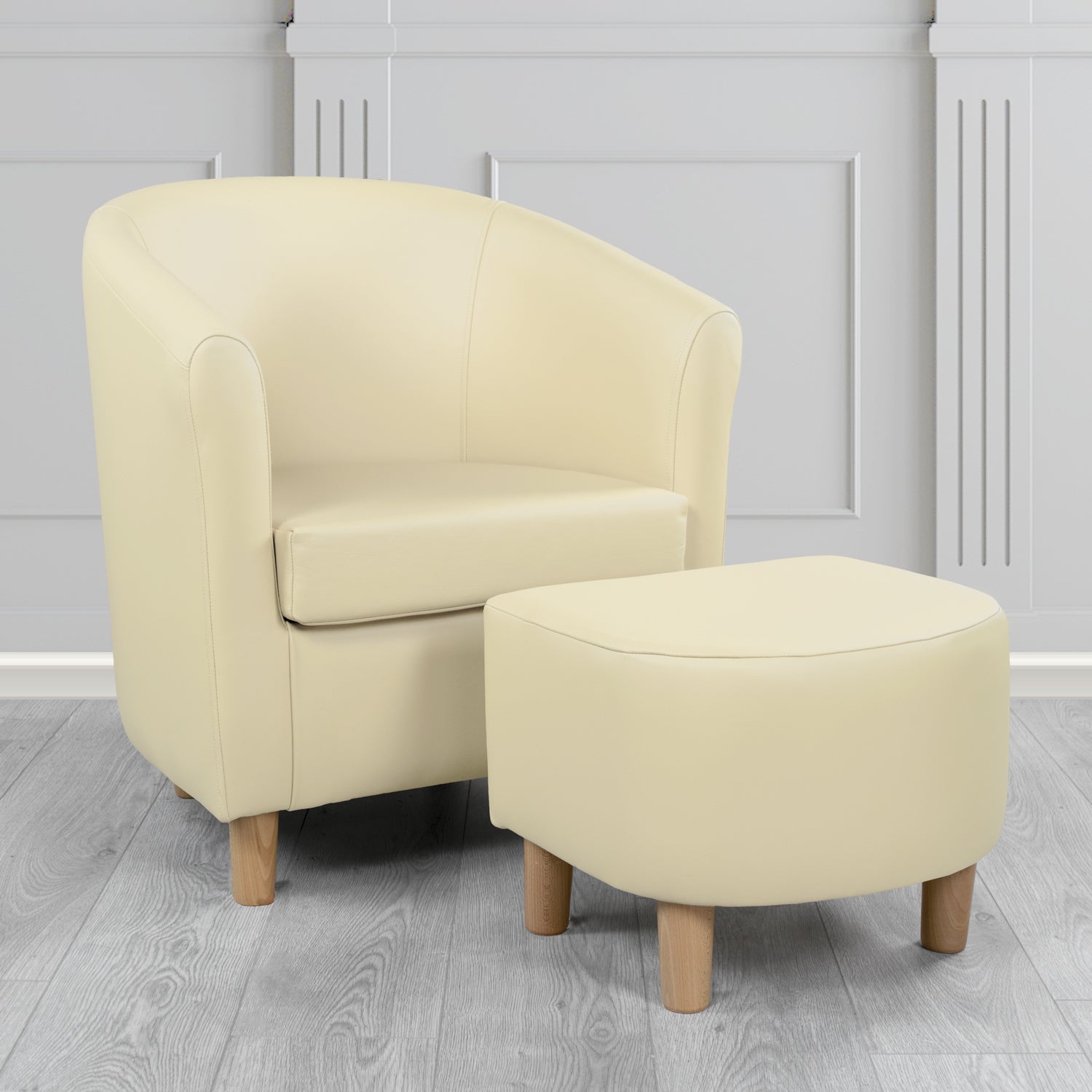 Tuscany Shelly Panna Crib 5 Genuine Leather Tub Chair & Footstool Set (6617140330538)
