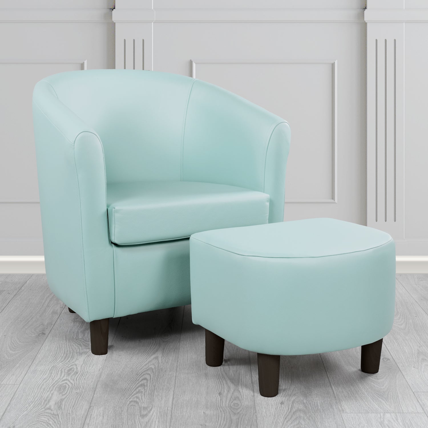 Tuscany Shelly Parlour Blue Crib 5 Genuine Leather Tub Chair & Footstool Set (6617147244586)