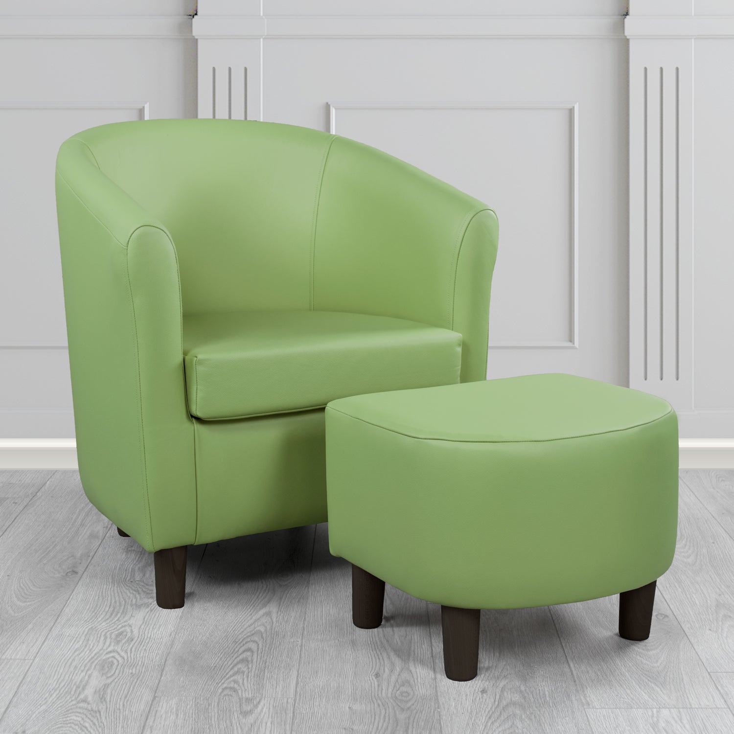 Tuscany Shelly Pea Green Crib 5 Genuine Leather Tub Chair & Footstool Set (6617147441194)
