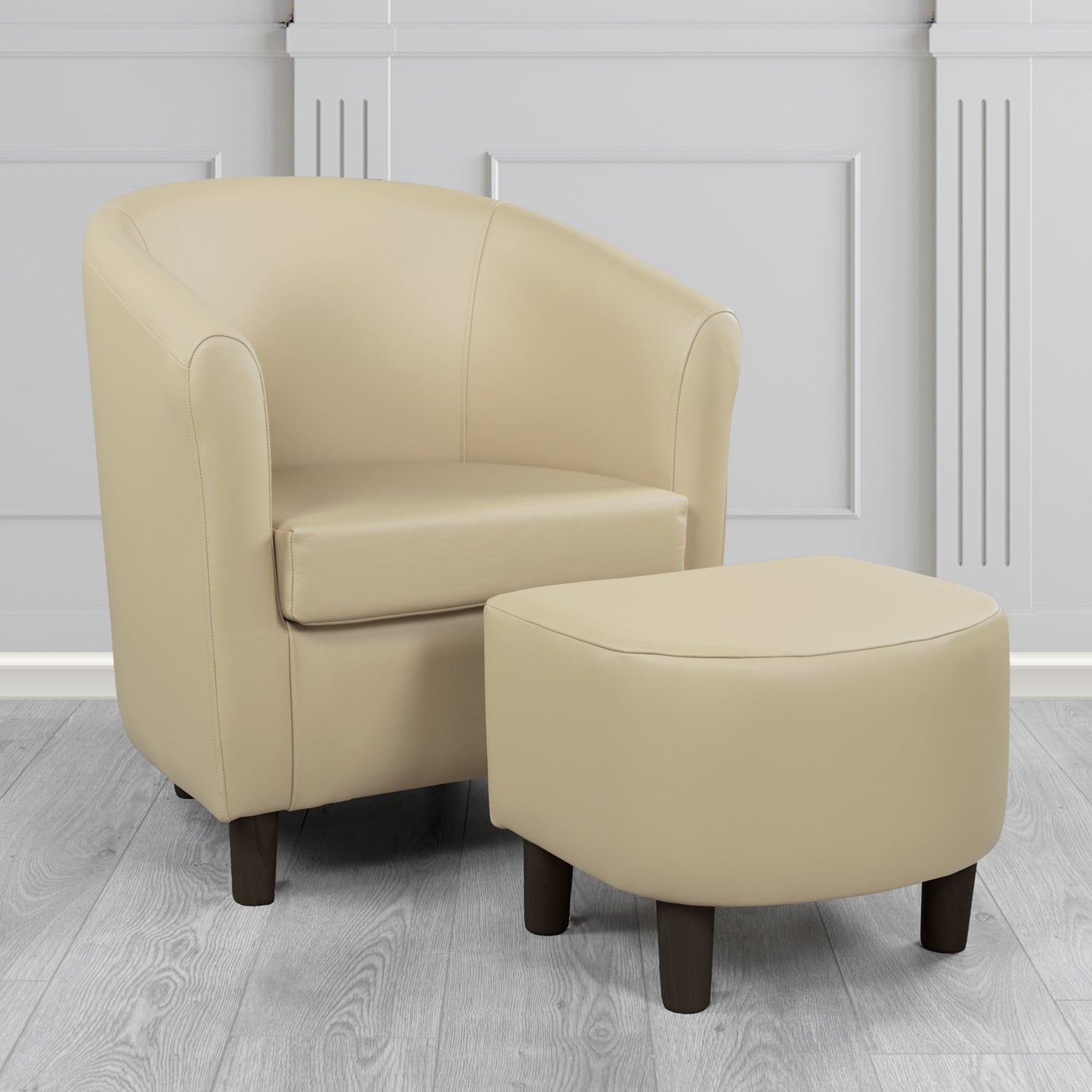 Tuscany Shelly Pebble Crib 5 Genuine Leather Tub Chair & Footstool Set (6617149734954)
