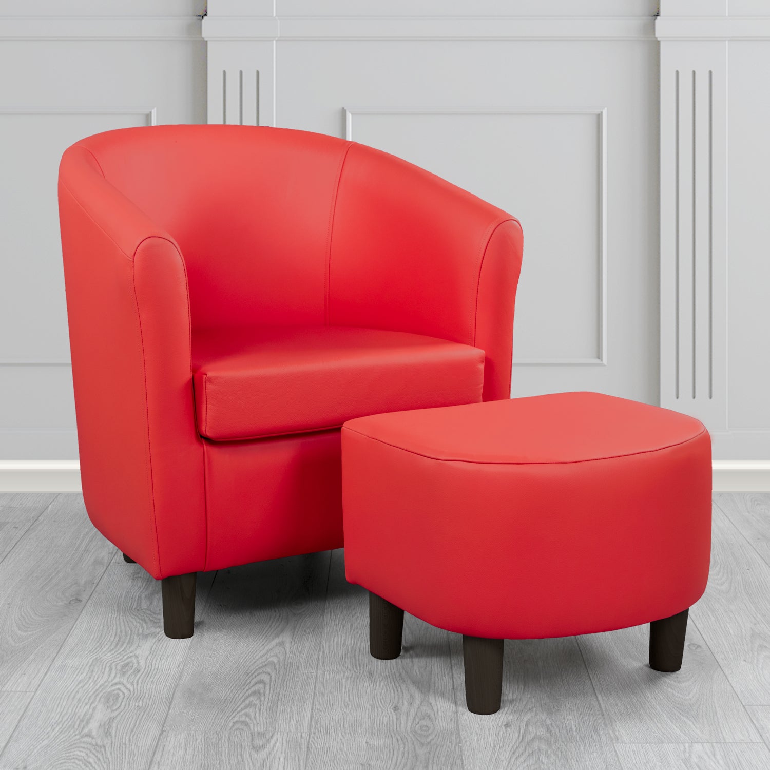 Tuscany Shelly Poppy Crib 5 Genuine Leather Tub Chair & Footstool Set (6617153372202)