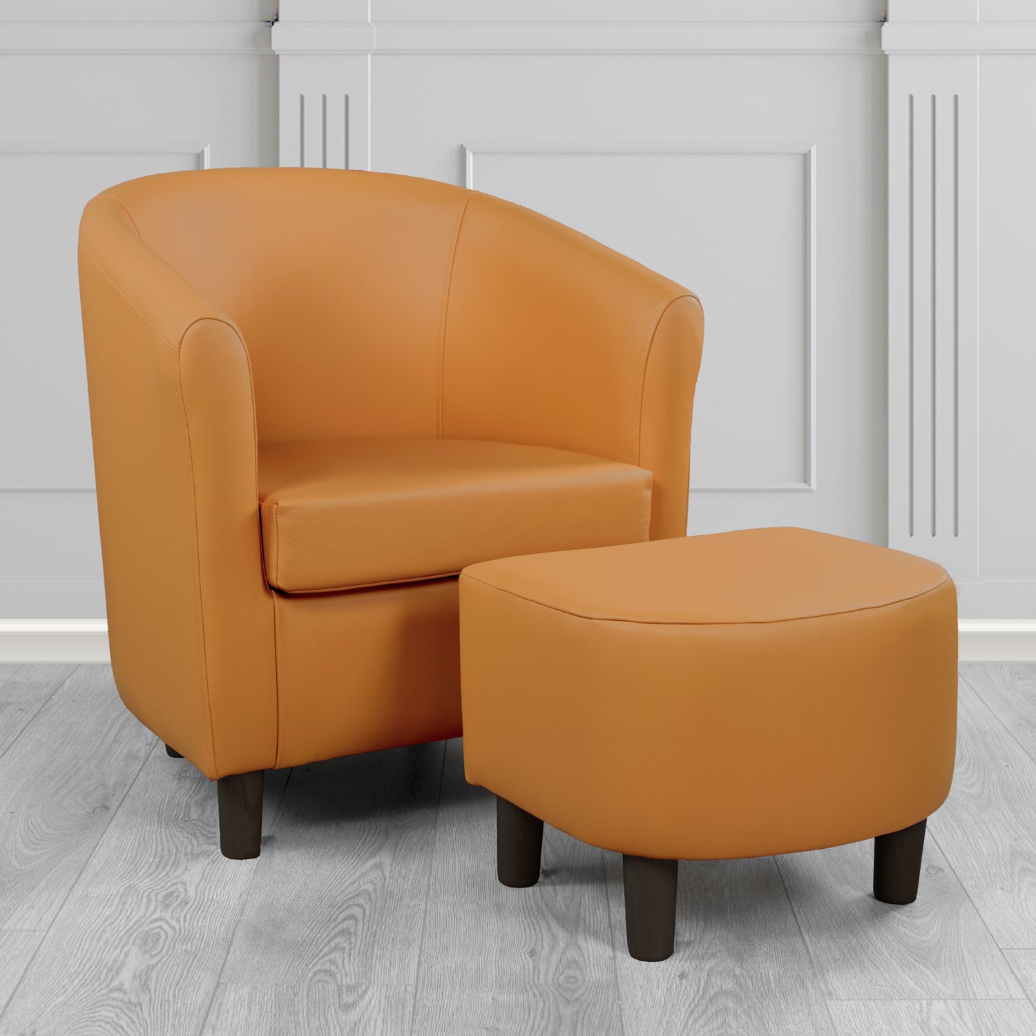 Tuscany Shelly Saddle Crib 5 Genuine Leather Tub Chair & Footstool Set (6617192071210)