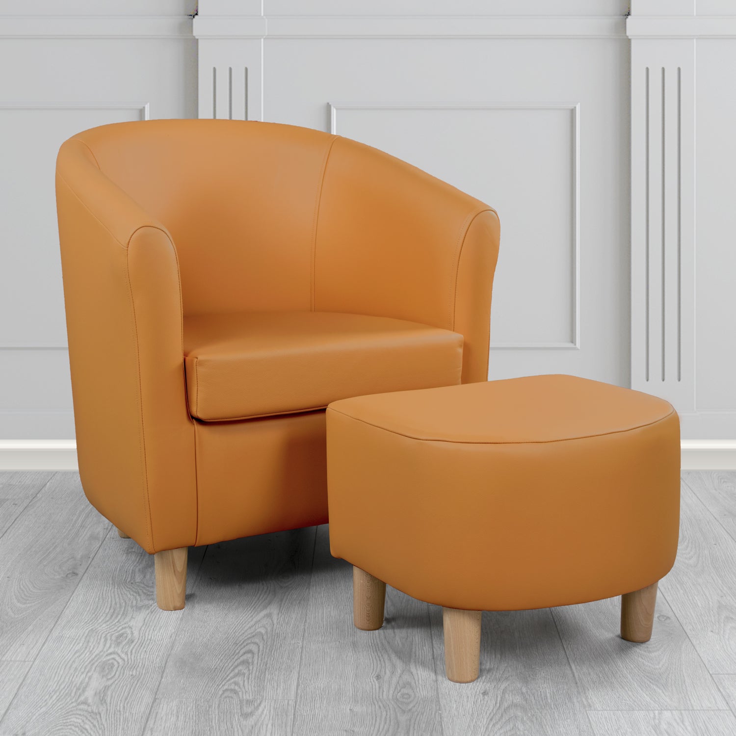 Tuscany Shelly Saddle Crib 5 Genuine Leather Tub Chair & Footstool Set (6617192071210)