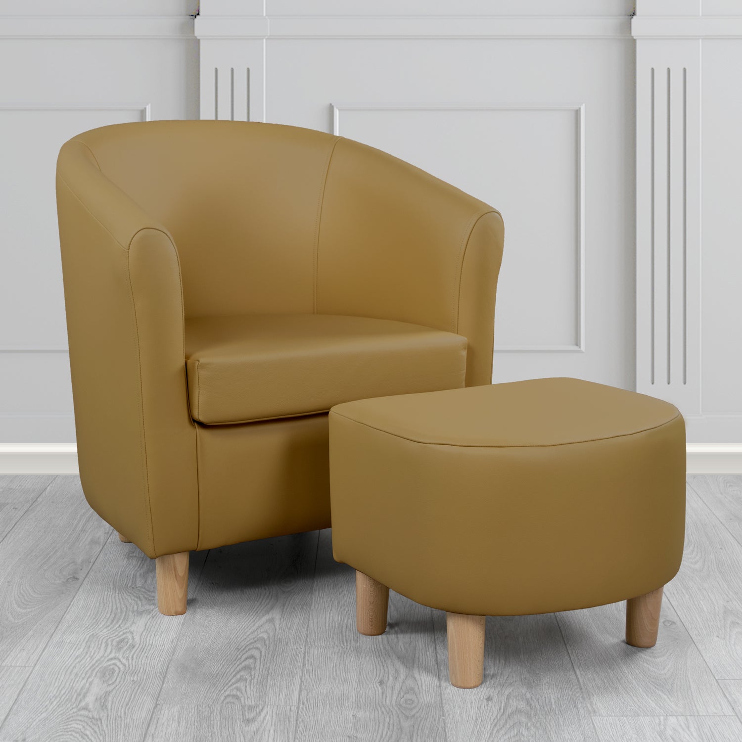 Tuscany Shelly Sage Crib 5 Genuine Leather Tub Chair & Footstool Set (6617202688042)