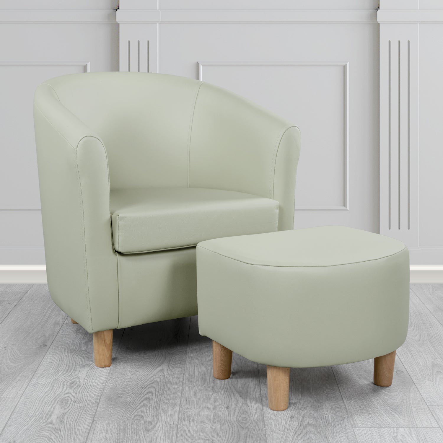 Tuscany Shelly Silver Grey Crib 5 Genuine Leather Tub Chair & Footstool Set (6617205604394)
