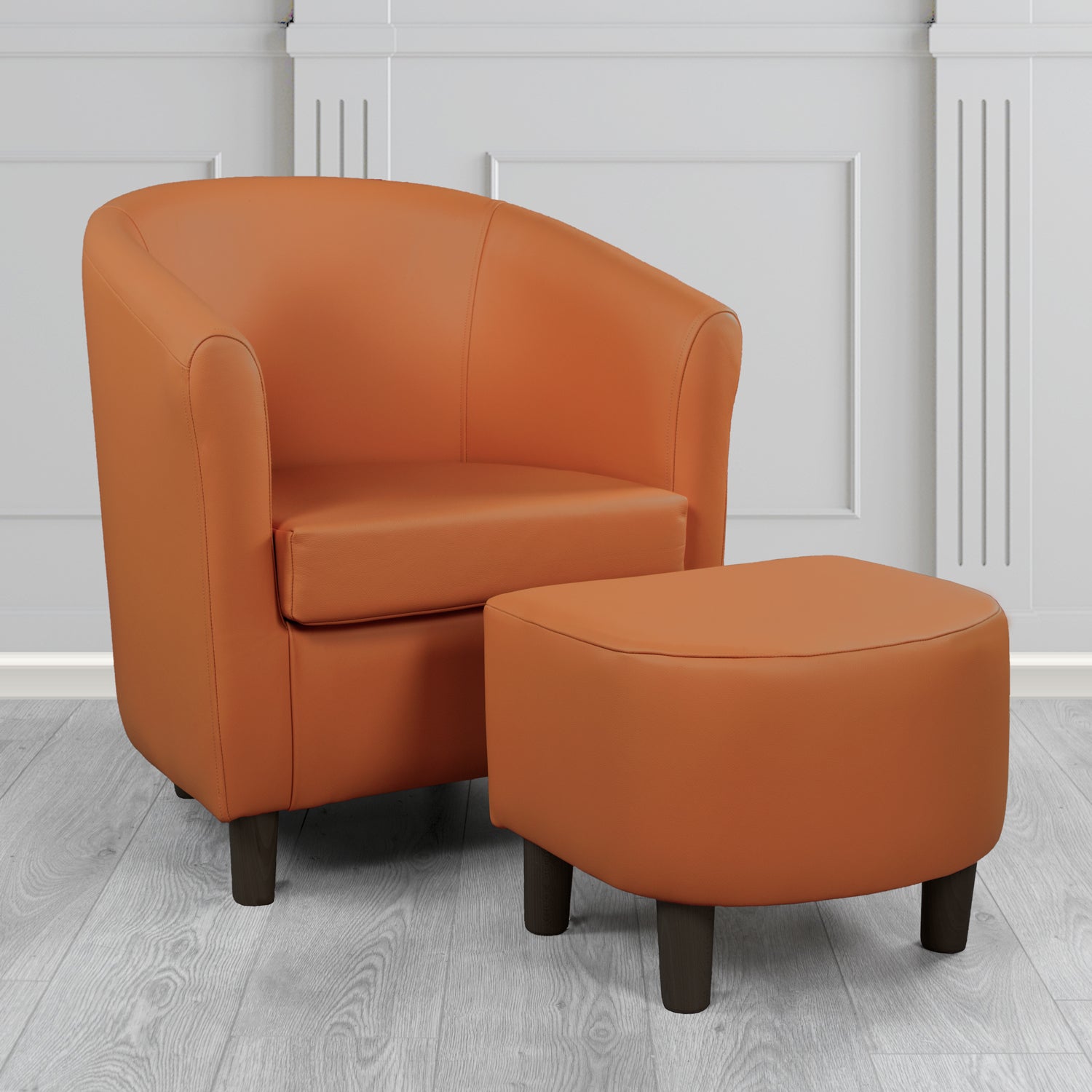 Tuscany Shelly Spice Crib 5 Genuine Leather Tub Chair & Footstool Set (6617207898154)