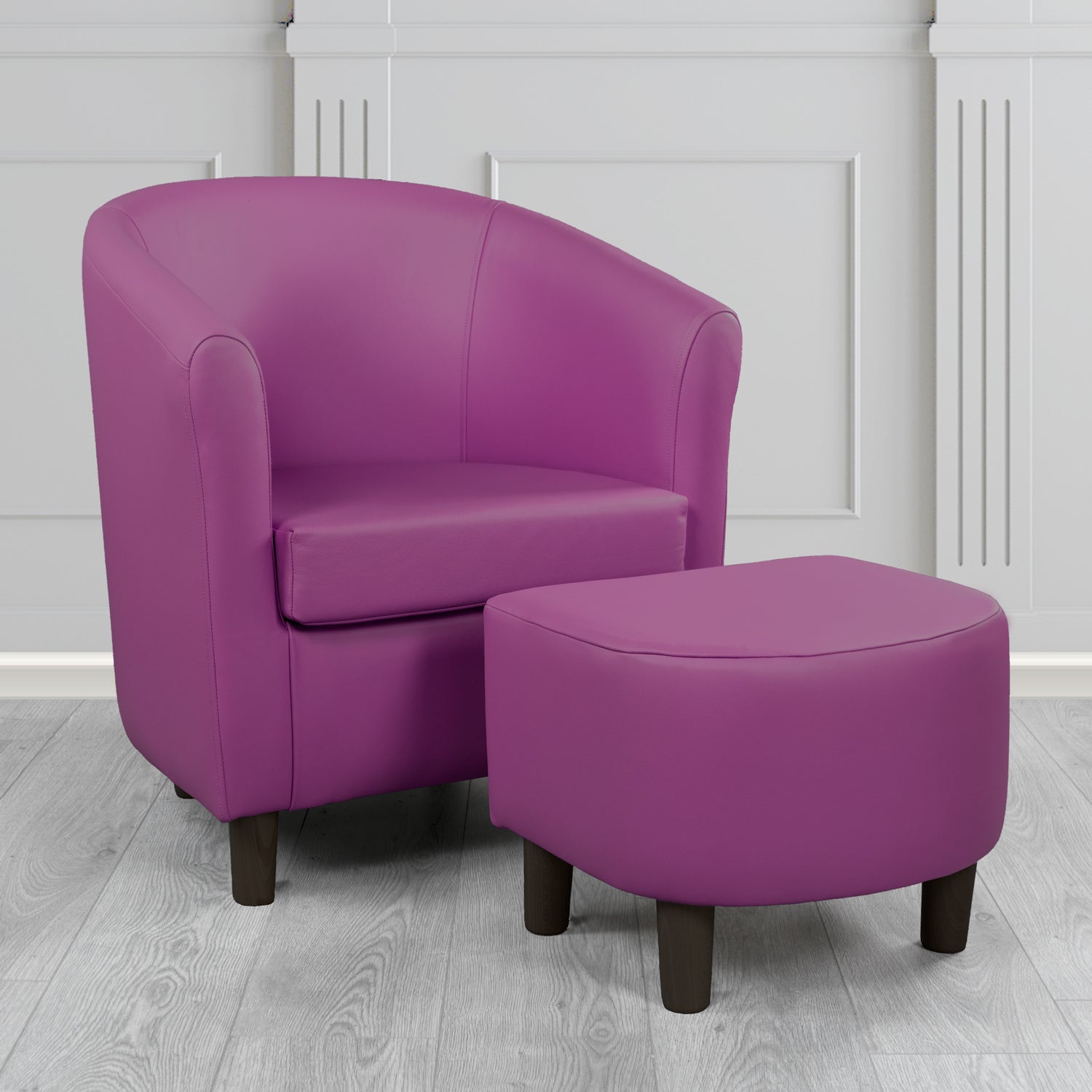 Tuscany Shelly Wineberry Crib 5 Genuine Leather Tub Chair & Footstool Set (6617236635690)