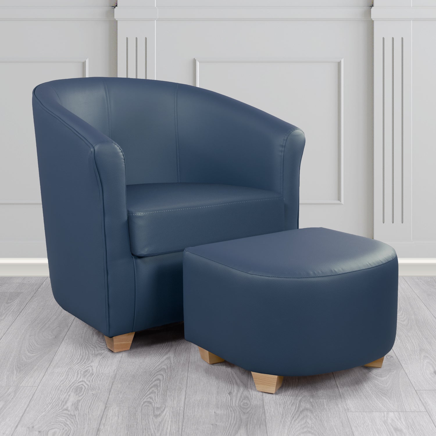 Cannes Leather Tub Chair with Footstool Sets